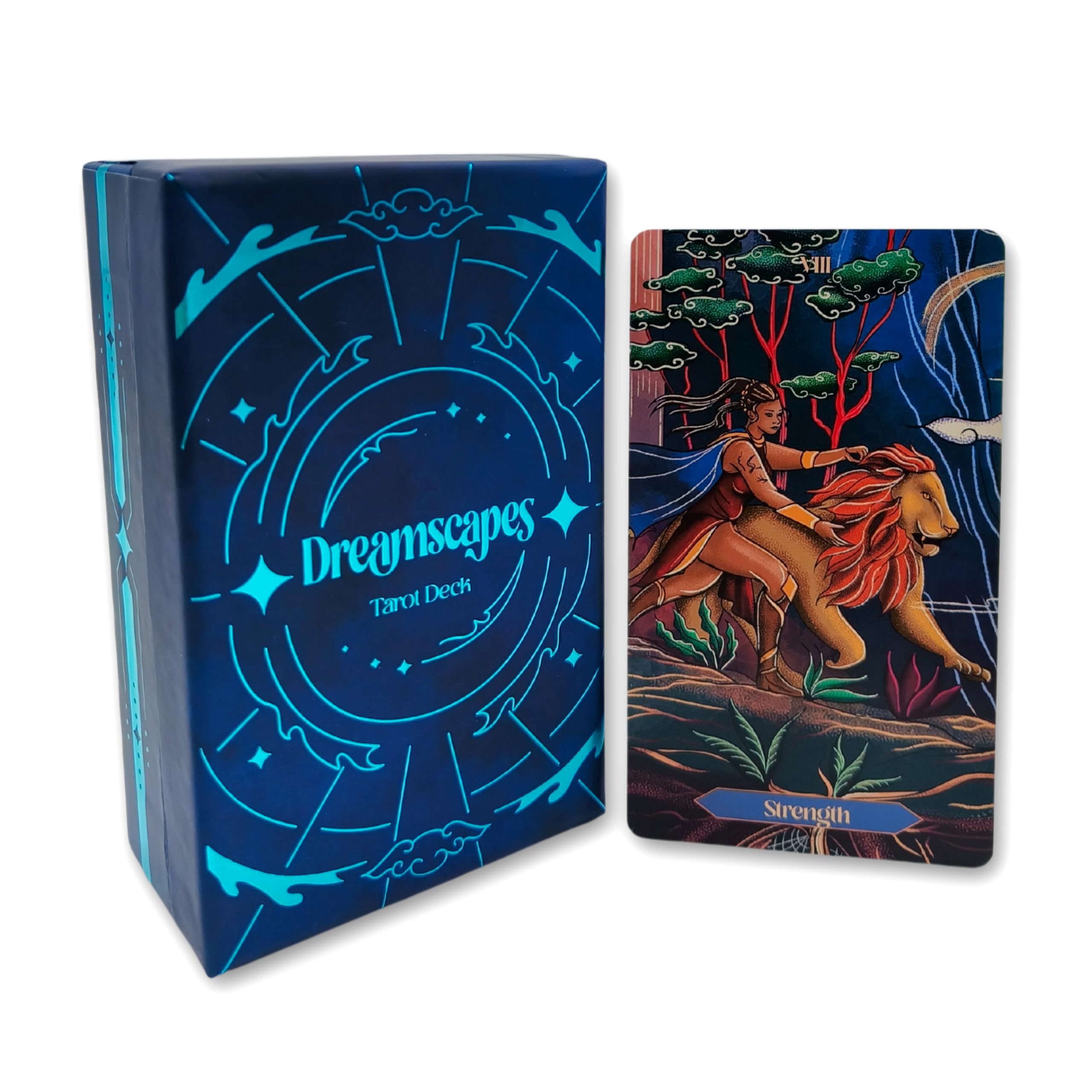 La Muci Dreamscapes Tarot Cards Deck Set, Unique Art Work with Guide Book for Beginners - A Minimalist Blue Foil Tarot Deck, Major and Minor Arcana