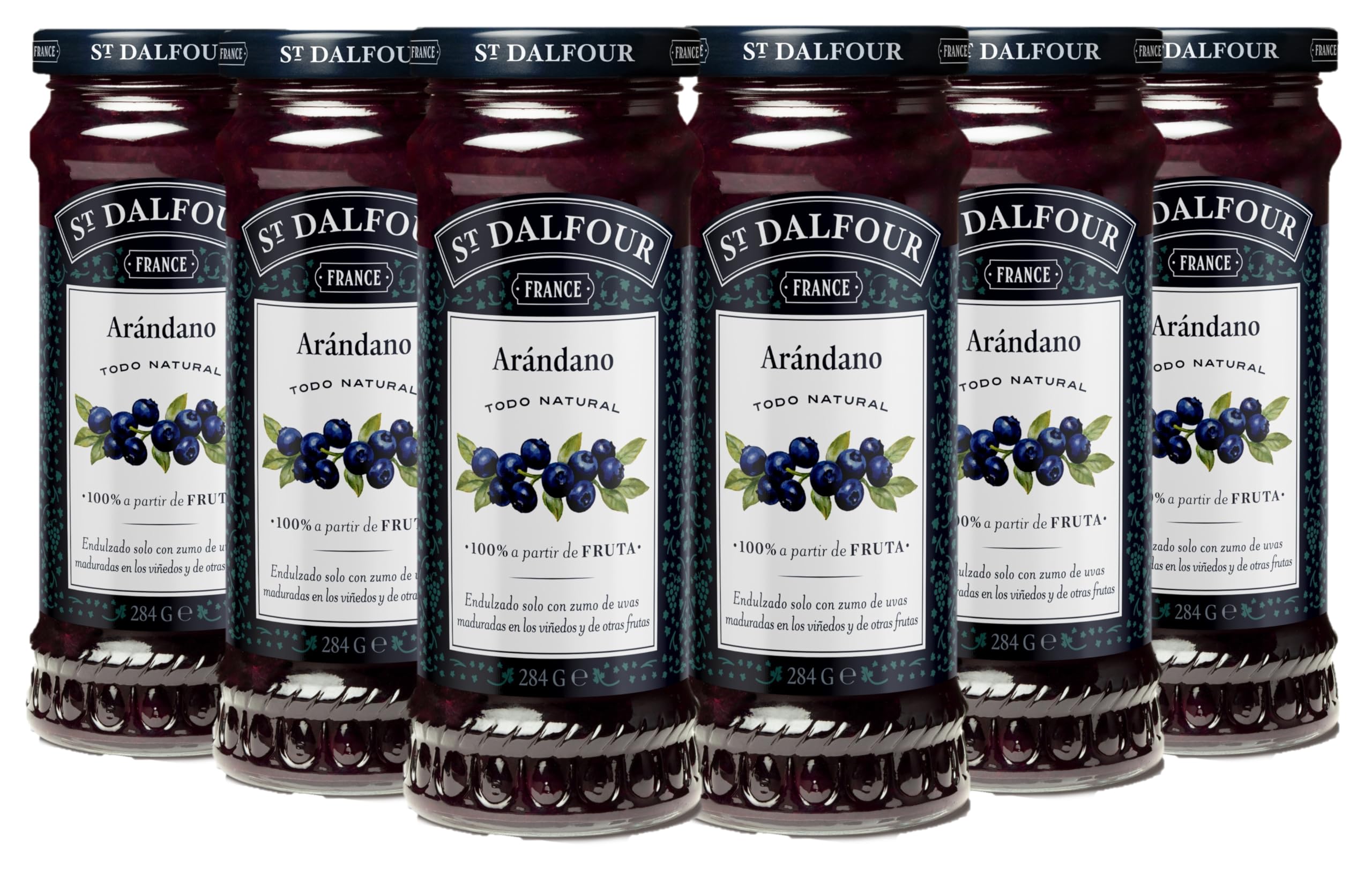 St Dalfour ARÁNDANO | Fruta triturada | Mermelada natural | Caja 6 frascos x 284gr | 100% fruta sin azúcares añadidos