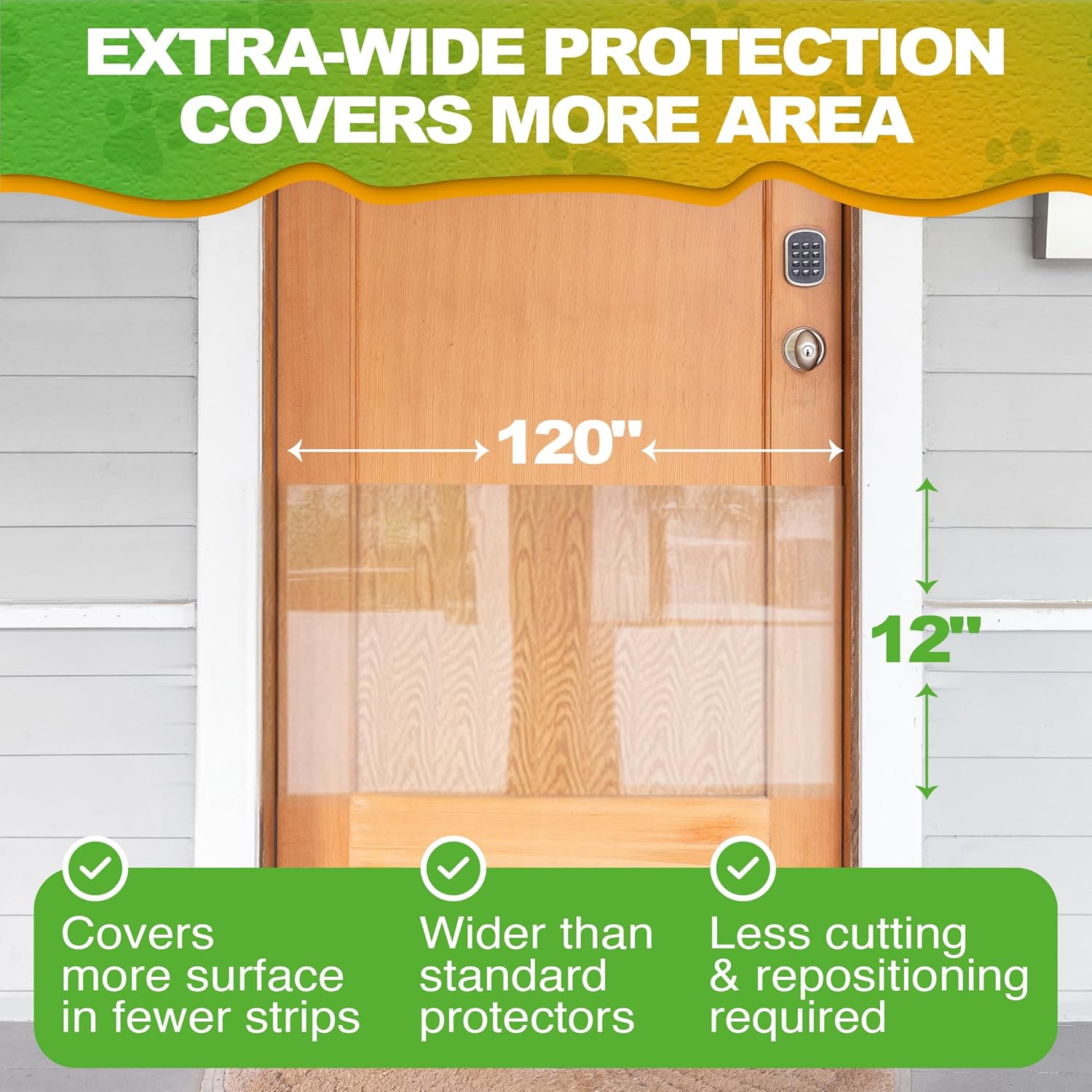 Door Protector from Dog Scratching - 12"X120" Transparent Pet Door Scratch Guard, No Residue Adhesive Dog & Cat Scratch Protector for Doors, Furniture