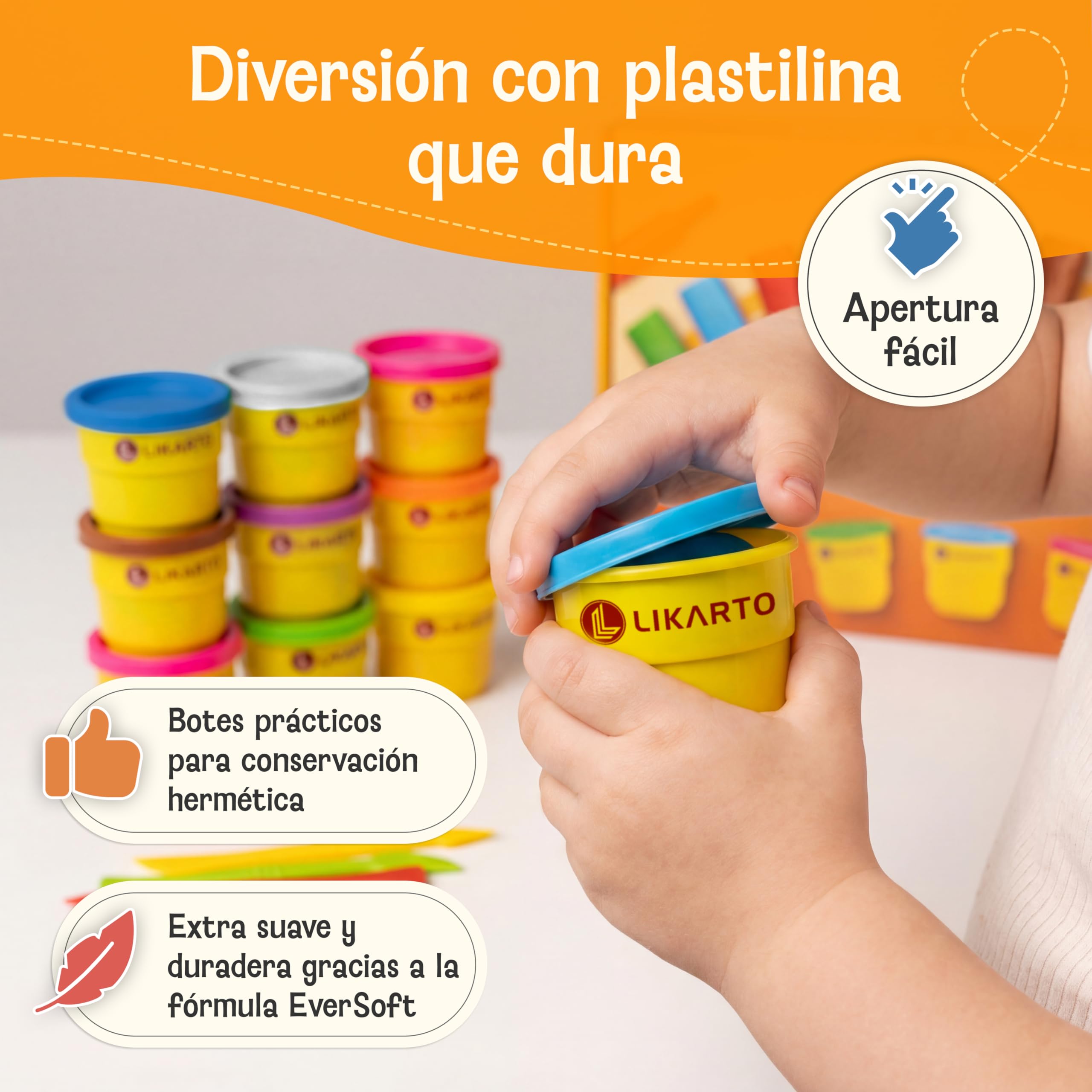 LIKARTO Set de plastilina Vegana para niños a Partir de 1 año – [10 Colores, 5 Herramientas, 10 Instrucciones de Modelado] – Plastilina Extra Suave y no tóxica – Juguete Creativo para niñas y niños — view 7