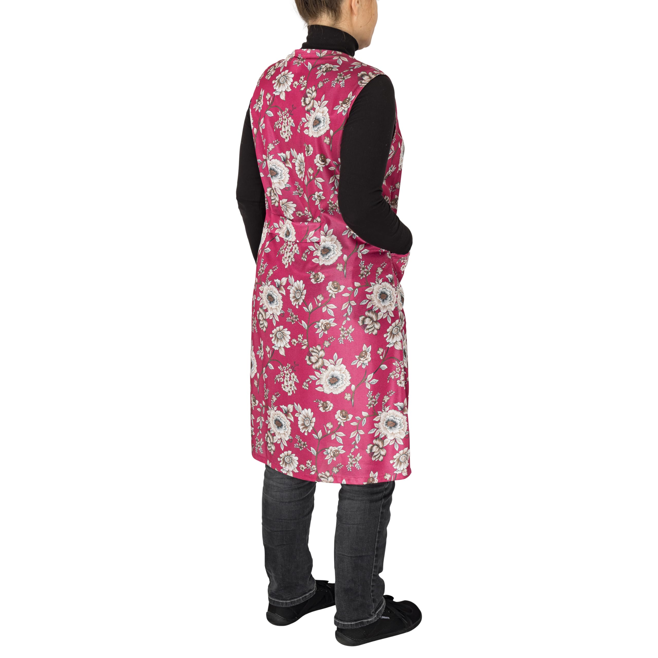 DESERMO Grembiule colorato con bottoni, comodo e lavabile, grembiule da giardino e casa con tasche laterali, costume da dederon in stile retrò
