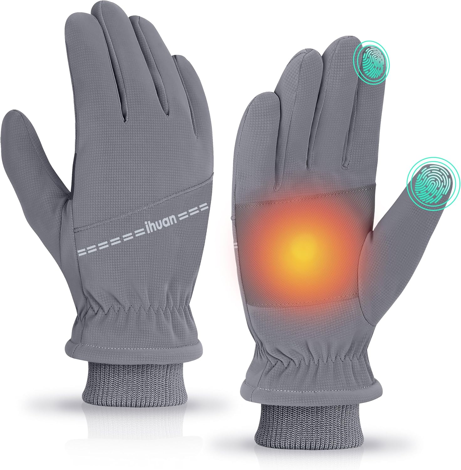 ihuan Winter Gloves for Men Women – Cold Weather for Running Cycling, Waterproof Snow Warm Thermal Touchscreen Finger