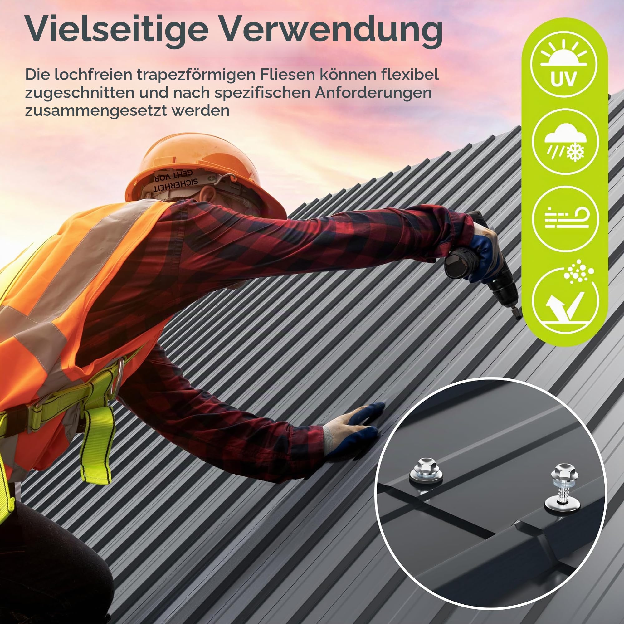 Mondeer Trapezbleche Dachblech Metall Dachplatten Verzinkter Stahl 0.25mm 105cm x 56cm 8 m² Dunkelgrau