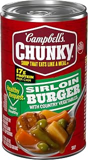 Campbell's Chunky Healthy Request Sirloin Burger with Country Vegetables Soup, 18.8 oz - Heart-Healthy Beef & Veggie Canned Soup