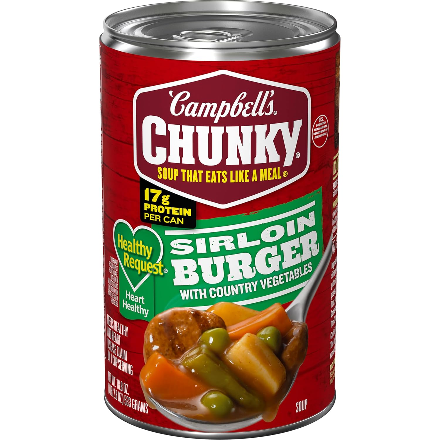 Campbell's Chunky Healthy Request Sirloin Burger with Country Vegetables Soup, 18.8 oz - Heart-Healthy Beef & Veggie Canned Soup