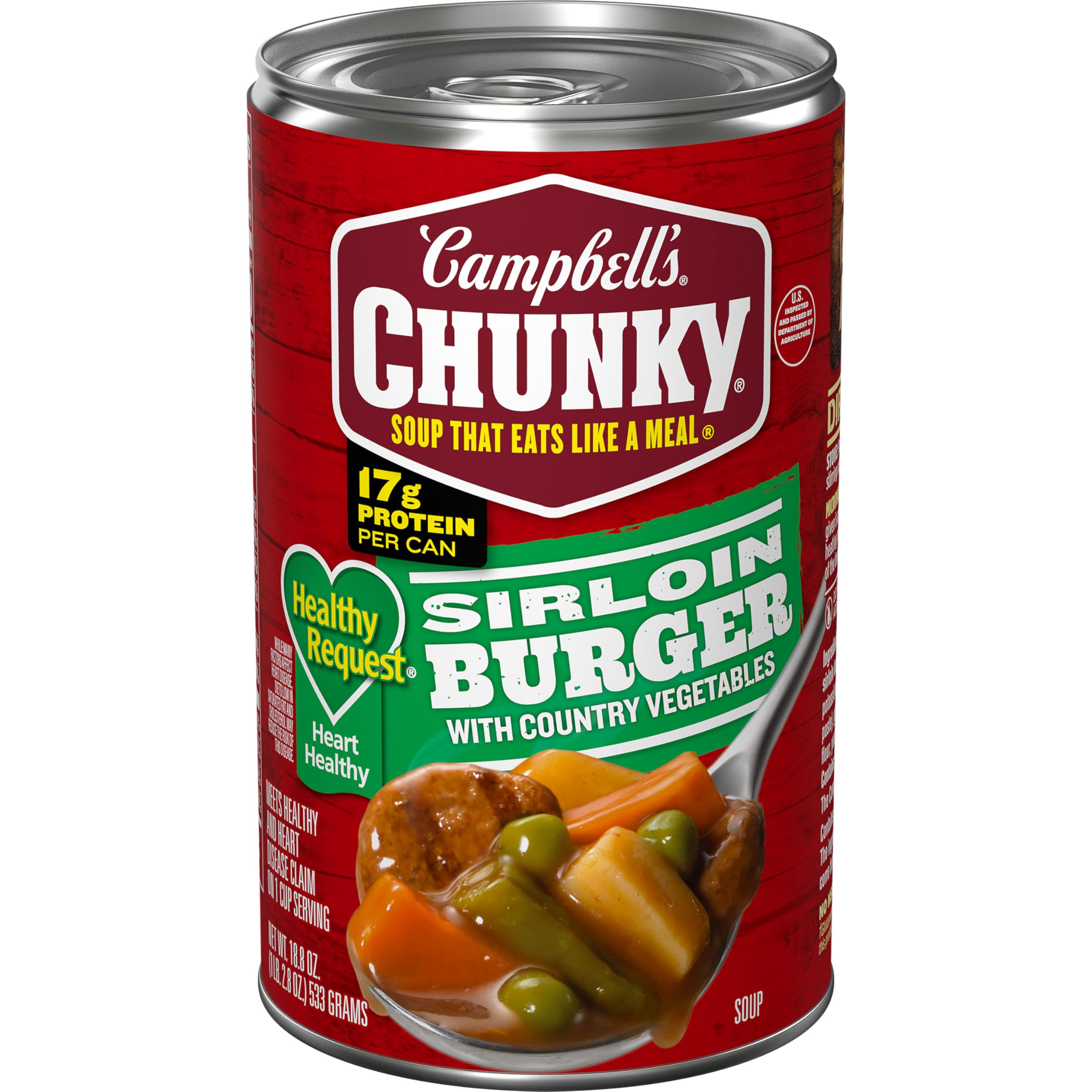 Campbell's Chunky Healthy Request Sirloin Burger With Country Vegetables Beef Soup, 18.8 oz Can