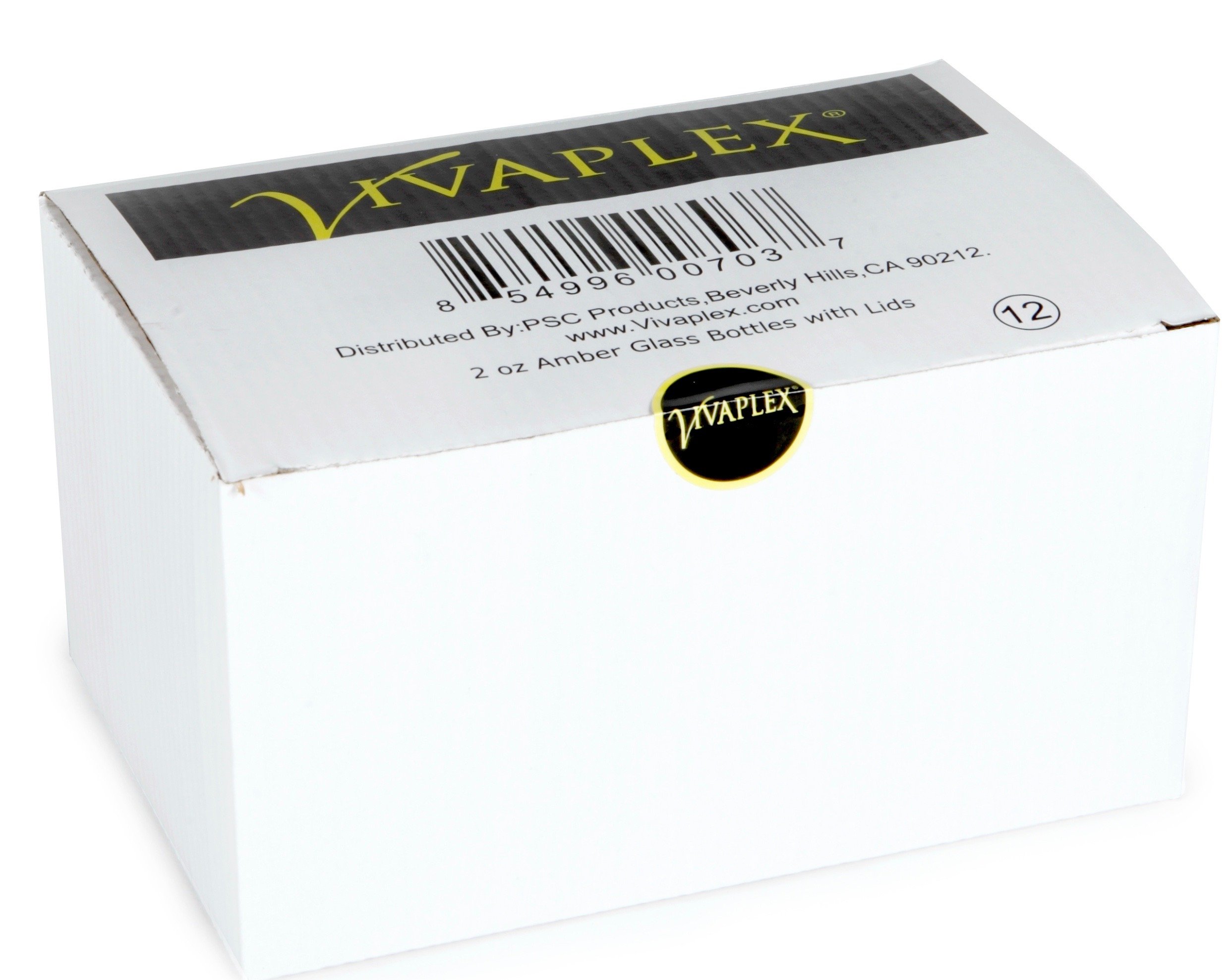 Vivaplex, 12, bursztynowe, szklane butelki 56 ml, z pokrywkami