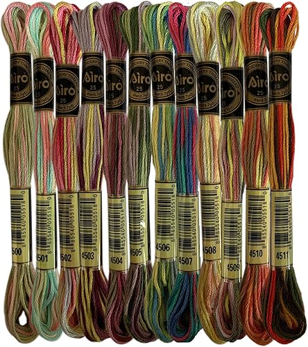Paquete de 12 madejas de hilo dental con variaciones mágicas de color, seis hebras bordadas de hilo de punto de cruz, multicolor, juego A
