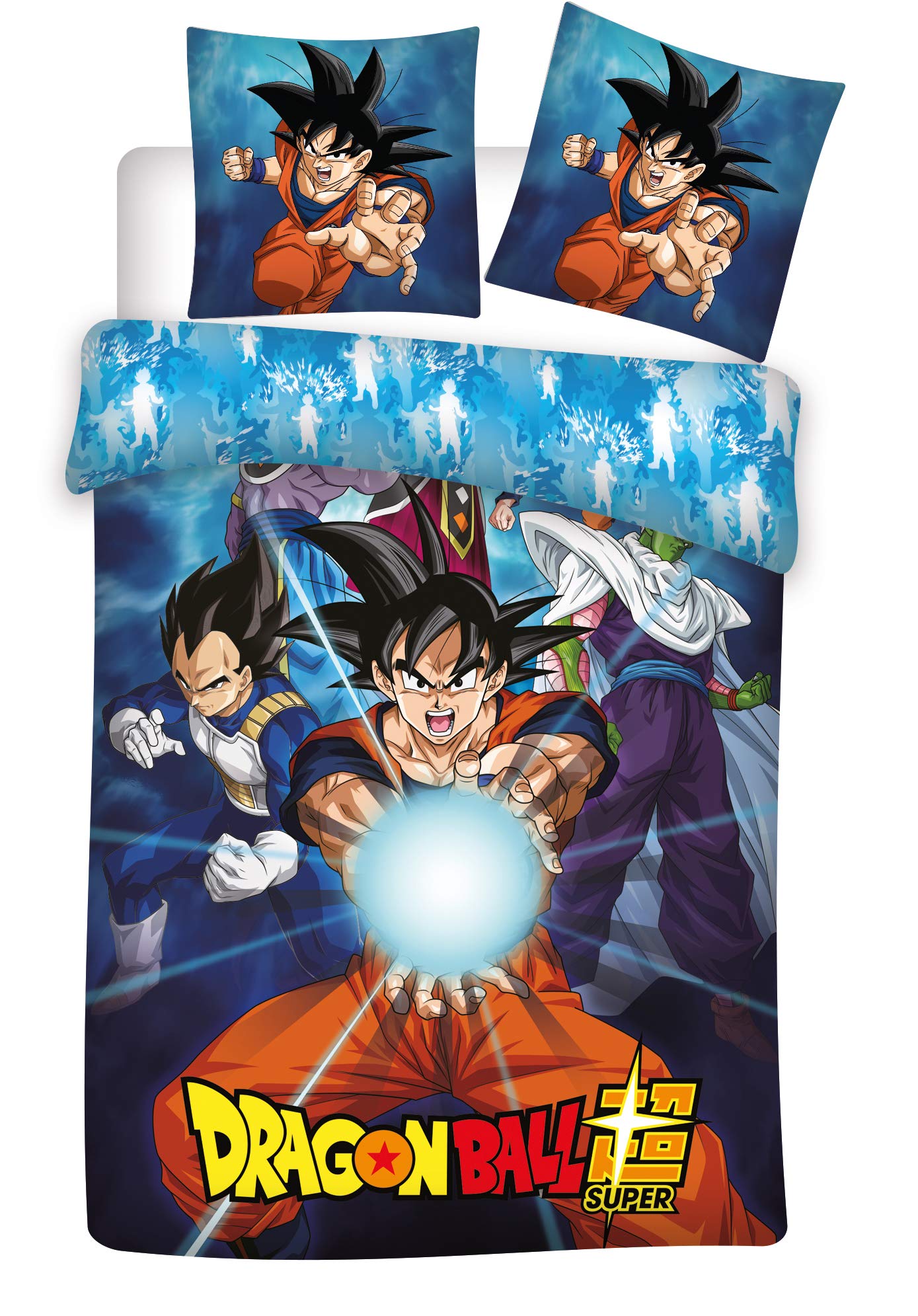 Aymax Blue S.p.r.l. Dragonball Super Reversible Bedding Set - Duvet Cover 140 X 200 Cm + Pillowcase 63 X 63 Cm