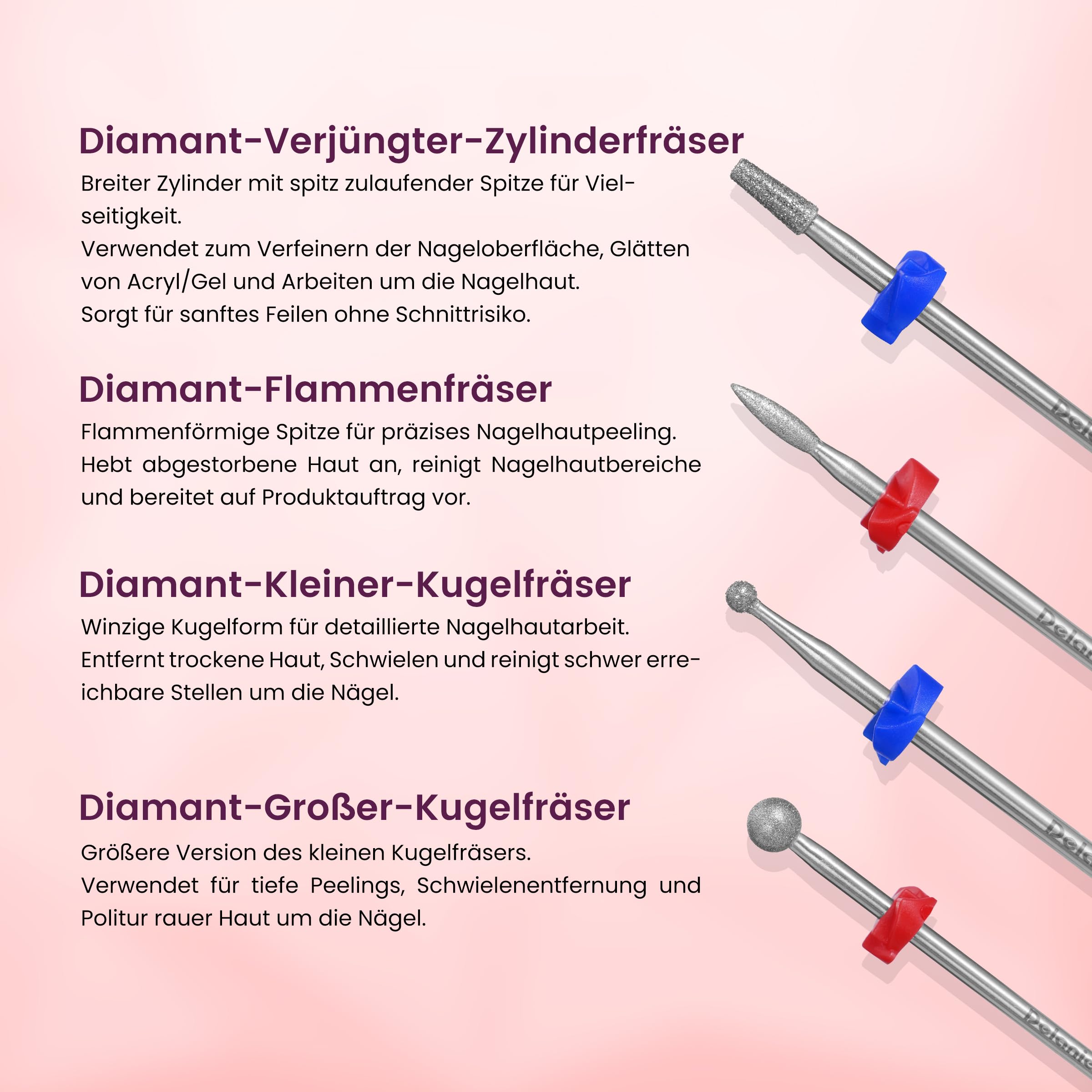 Professioneller Nagelfräser für Gelnägel 35000 U/Min Weiß & 7 teilig Nagelbits mit Halter aus Hartmetall, Profi Nagel-Maschine Set für Maniküre & Pediküre