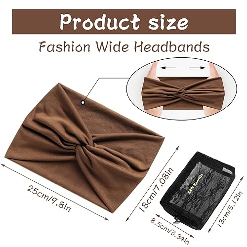 Miniatura 3 de S&N Remille Diademas anchas para mujer, banda para el cabello grande, diadema elástica antideslizante, accesorios con nudos torcidos, accesorios