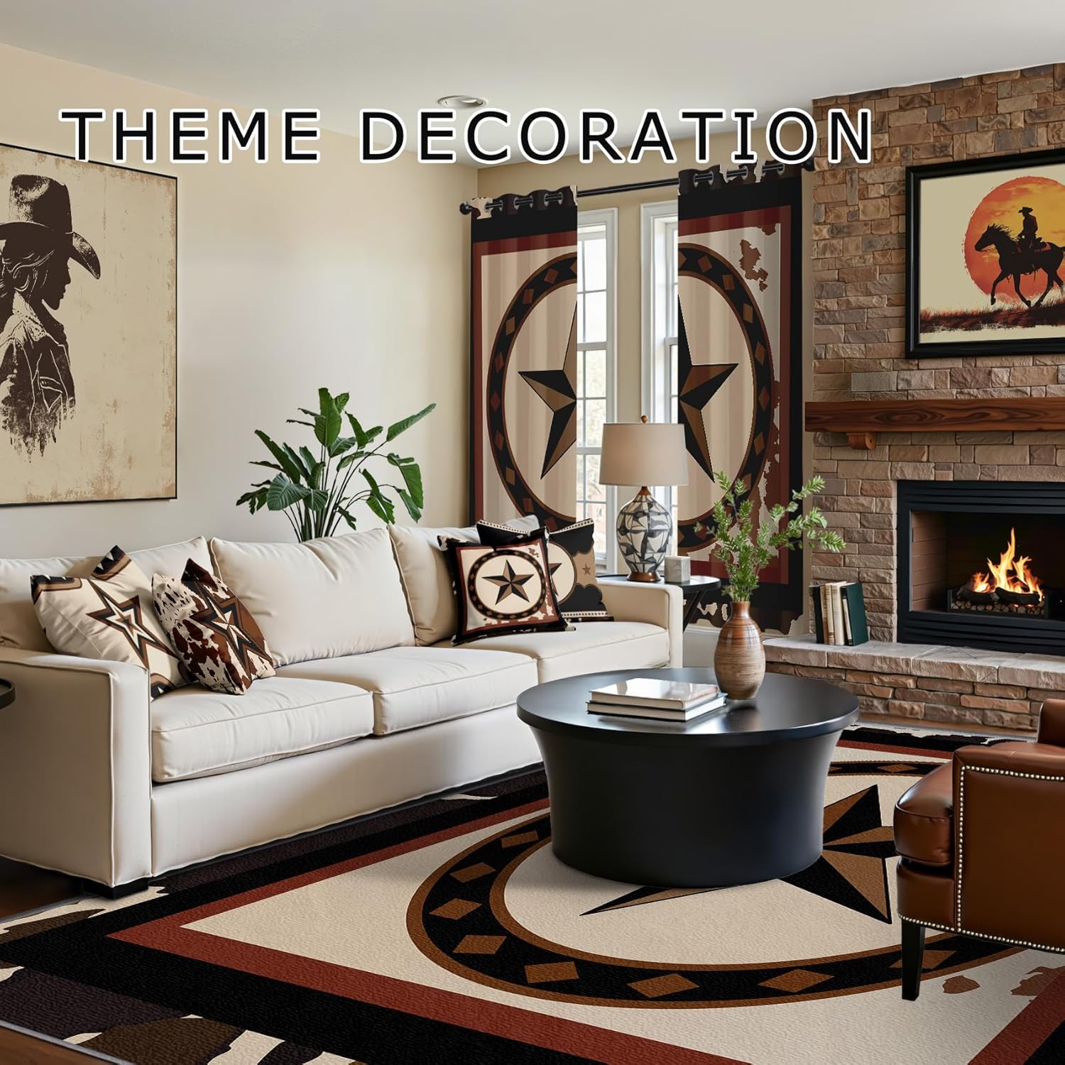 Texas Star Throw Pillow Covers 18x18 - Western Cowboy Rustic Brown Pillow Cases Set of 2 Double Sided Print, Soft Sofa Pillowcases for Living Room Decor