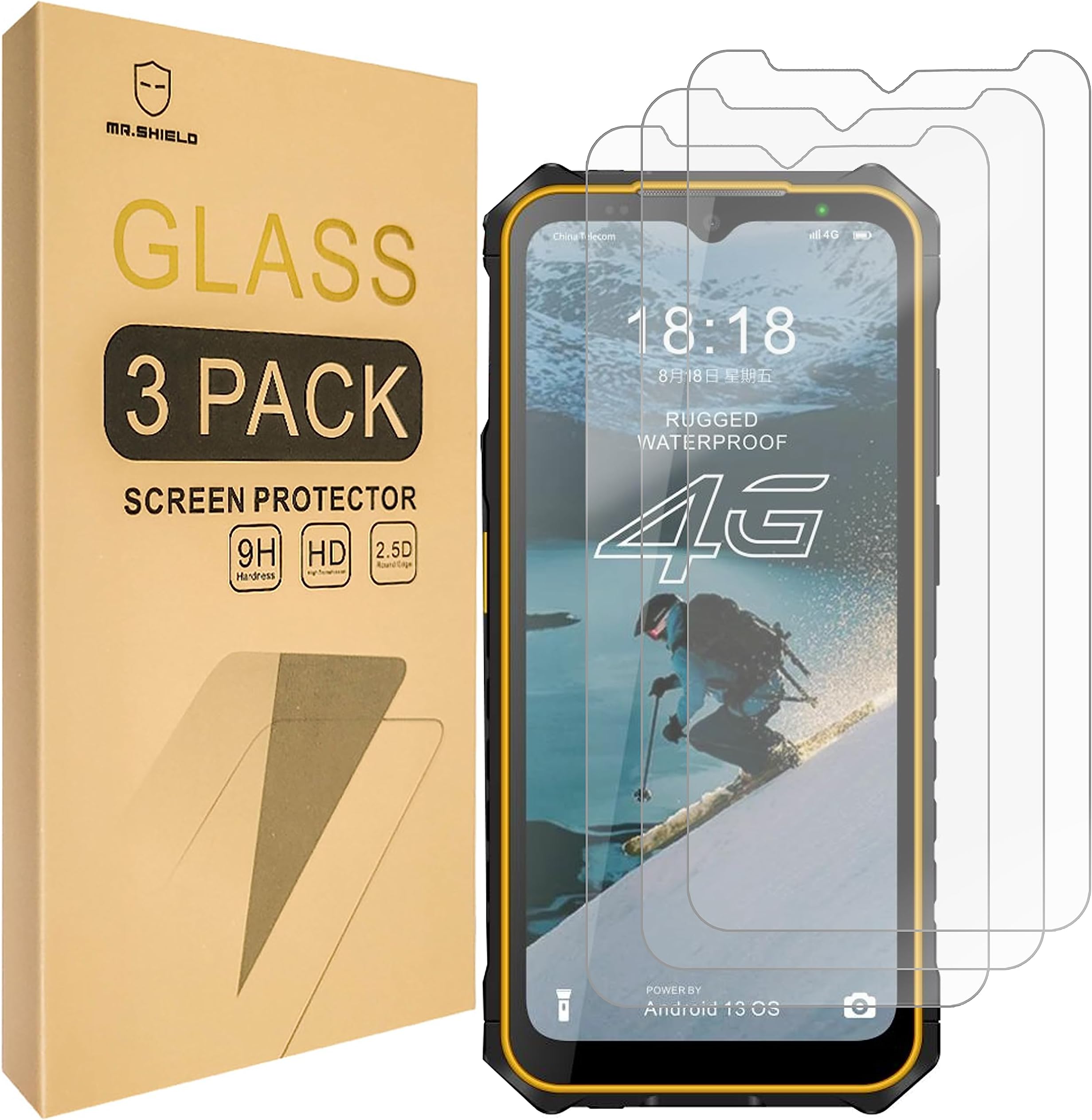 Mr.Shield [3-Pack] Screen Protector For Ulefone Armor X13 [Tempered Glass] [Japan Glass with 9H Hardness] Screen Protector