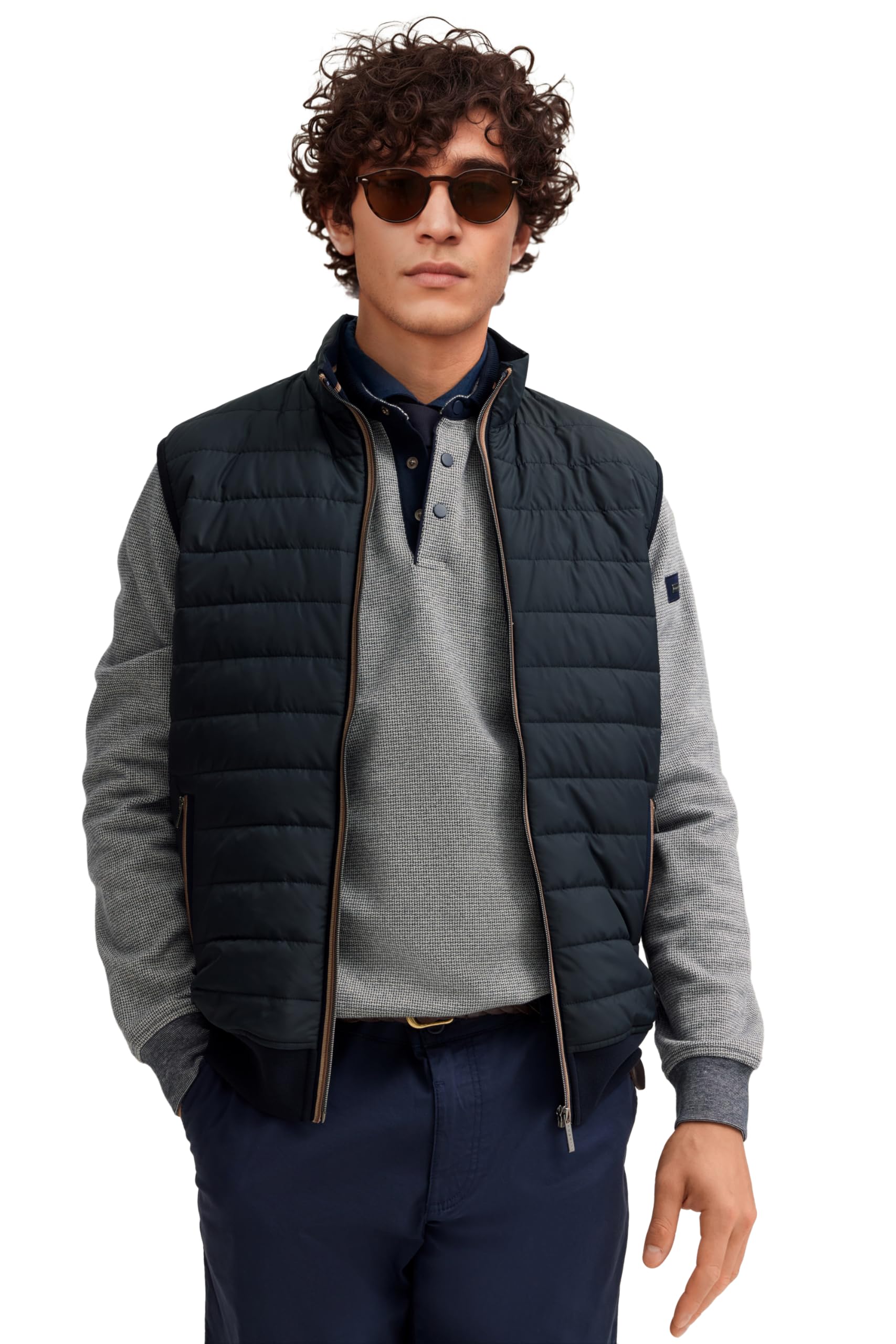 bugatti Herren Steppweste 8800-15121E Regular Fit mit Reißverschluss und Stehkragen