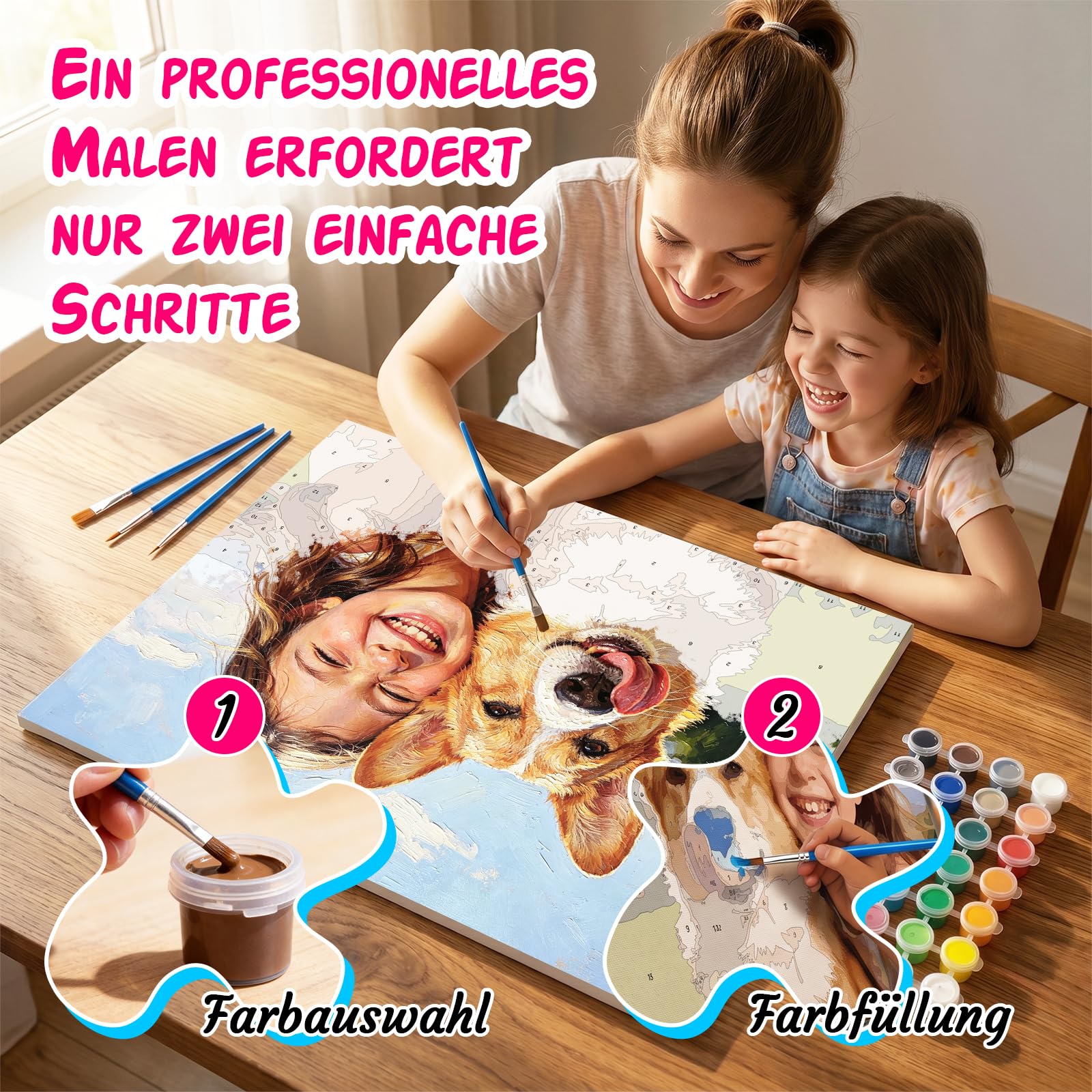 HOBULL Malen nach Zahlen Personalisiert Eigenes Foto - Malen nach Zahlen Erwachsene mit Rahmen 80x100cm, DIY Handgemalt Ölgemälde Kit mit 24/36/48 Farben Personalisierts Dekorative Malerei Geschenke