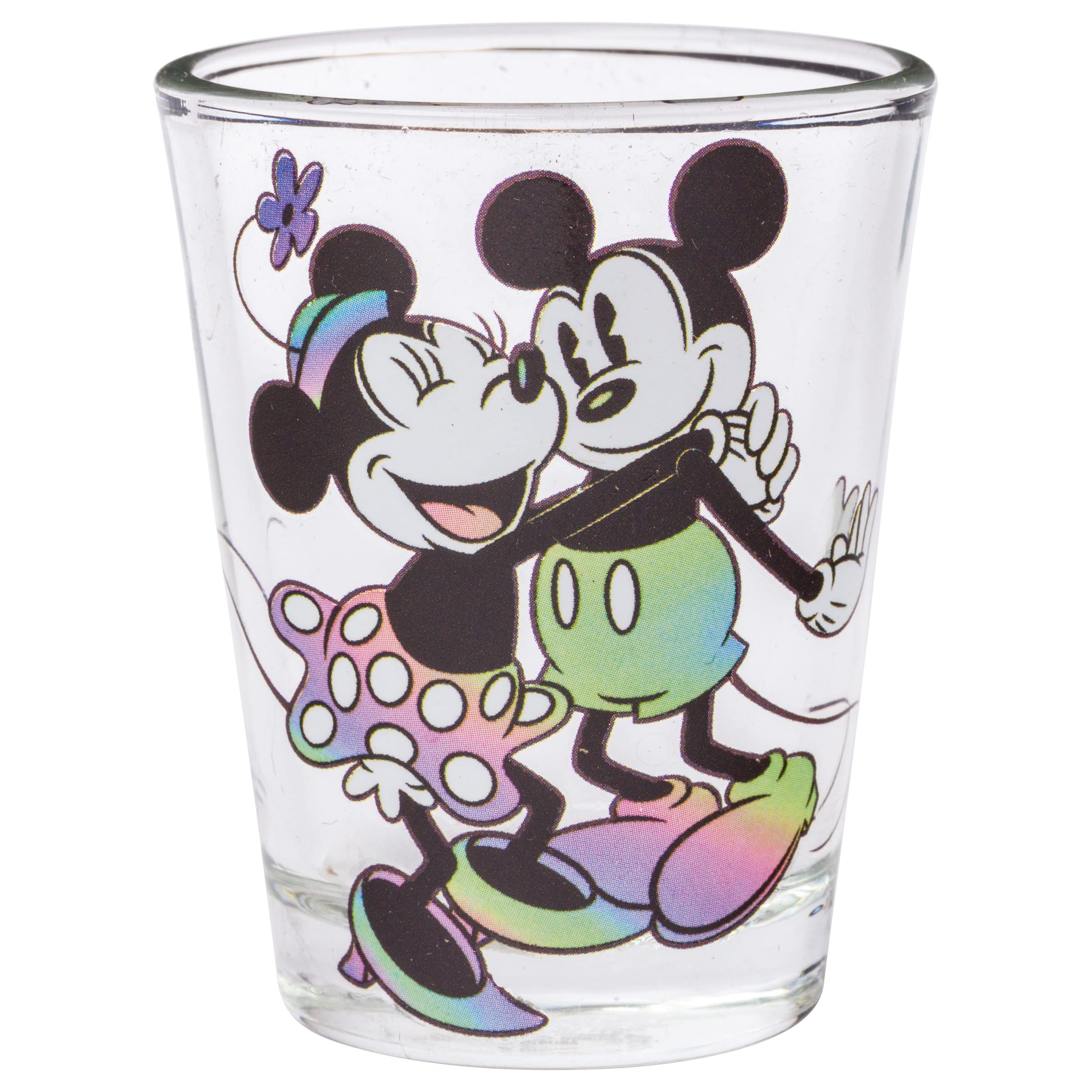 Silver Buffalo Mickey Minnie Rainbow Warp Mini-Glas-Set, 42,5 ml, 4 Stück