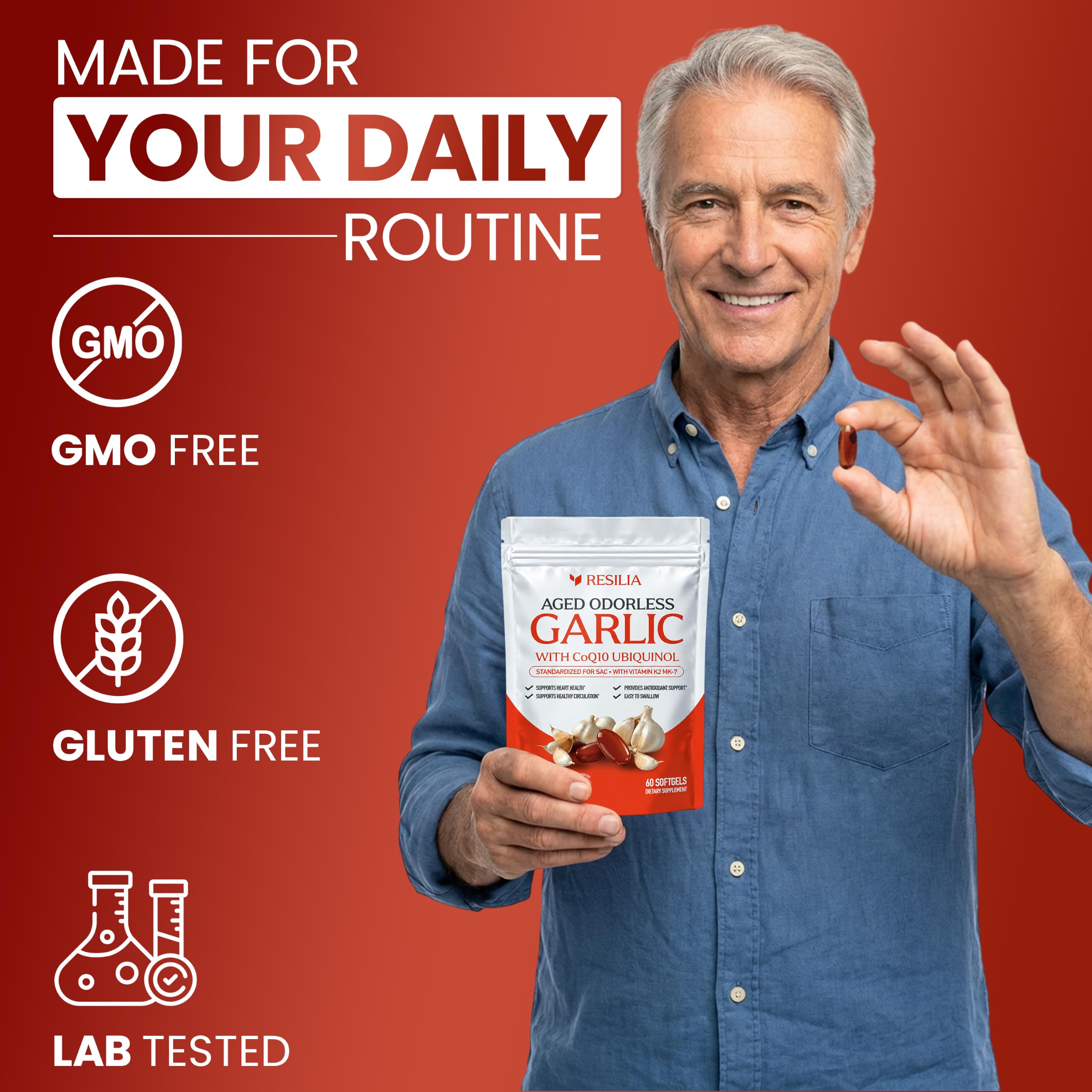 Resilia Odorless Aged Garlic Softgels (60 Count) — Amazon image 4