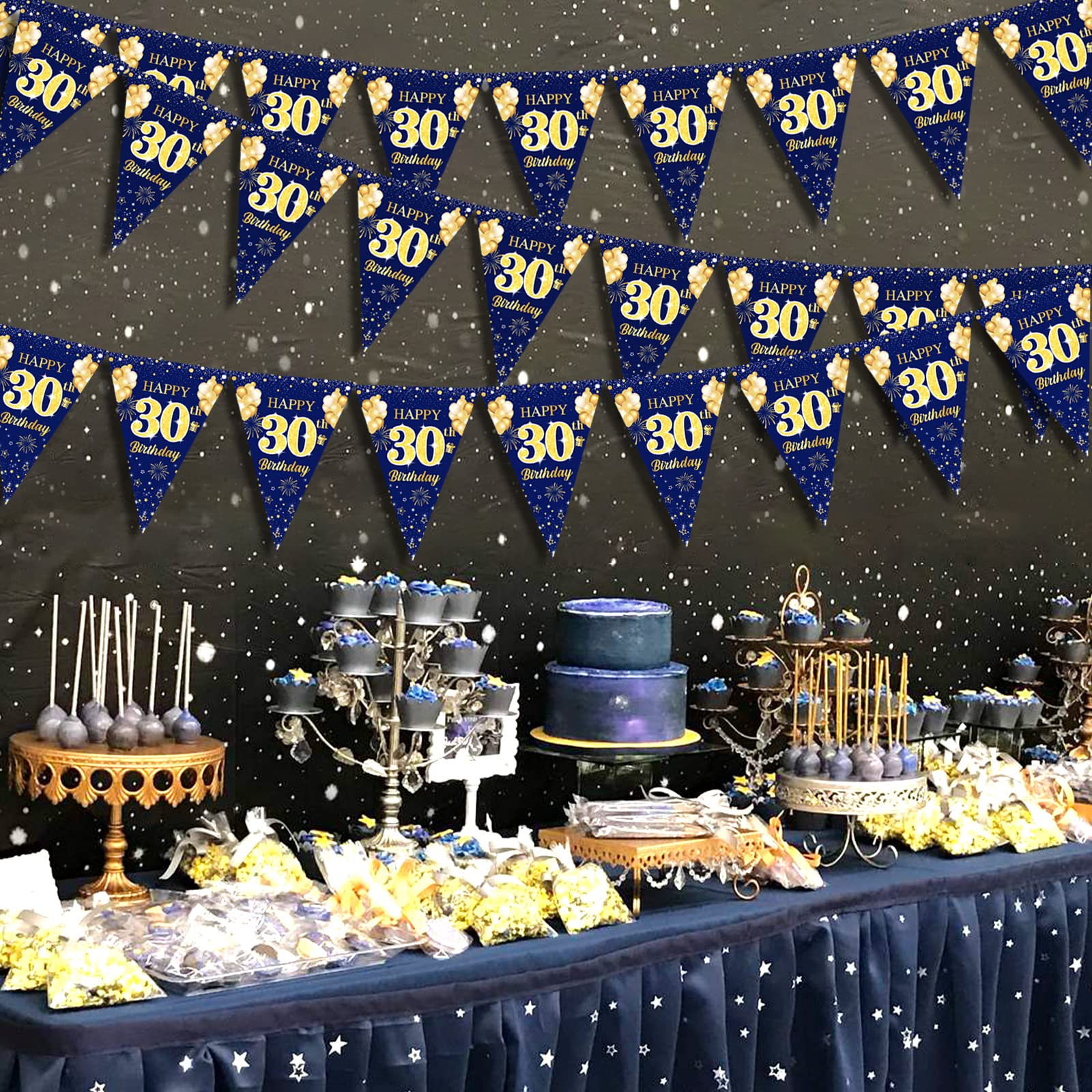 Decorazioni per feste di compleanno personalizzate blu navy e oro con nome, età, foto, 16, 18, 21, 30, 40, 50, 60, 70, 80 anni, poster per uomo - Italia