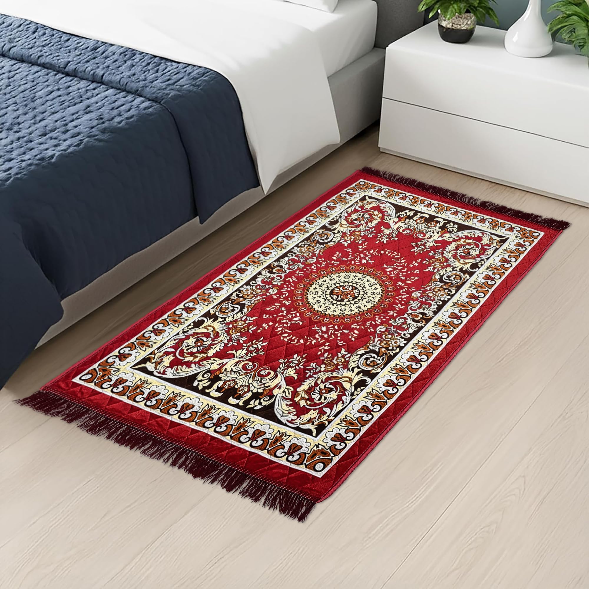 Kuber Industries 4 x2 Feet Superfine Velvet Carpet|Rug|Living Room|Bedroom|Hall (Maroon) (Model Number: HS_36_KUBMART018356) Rectangular
