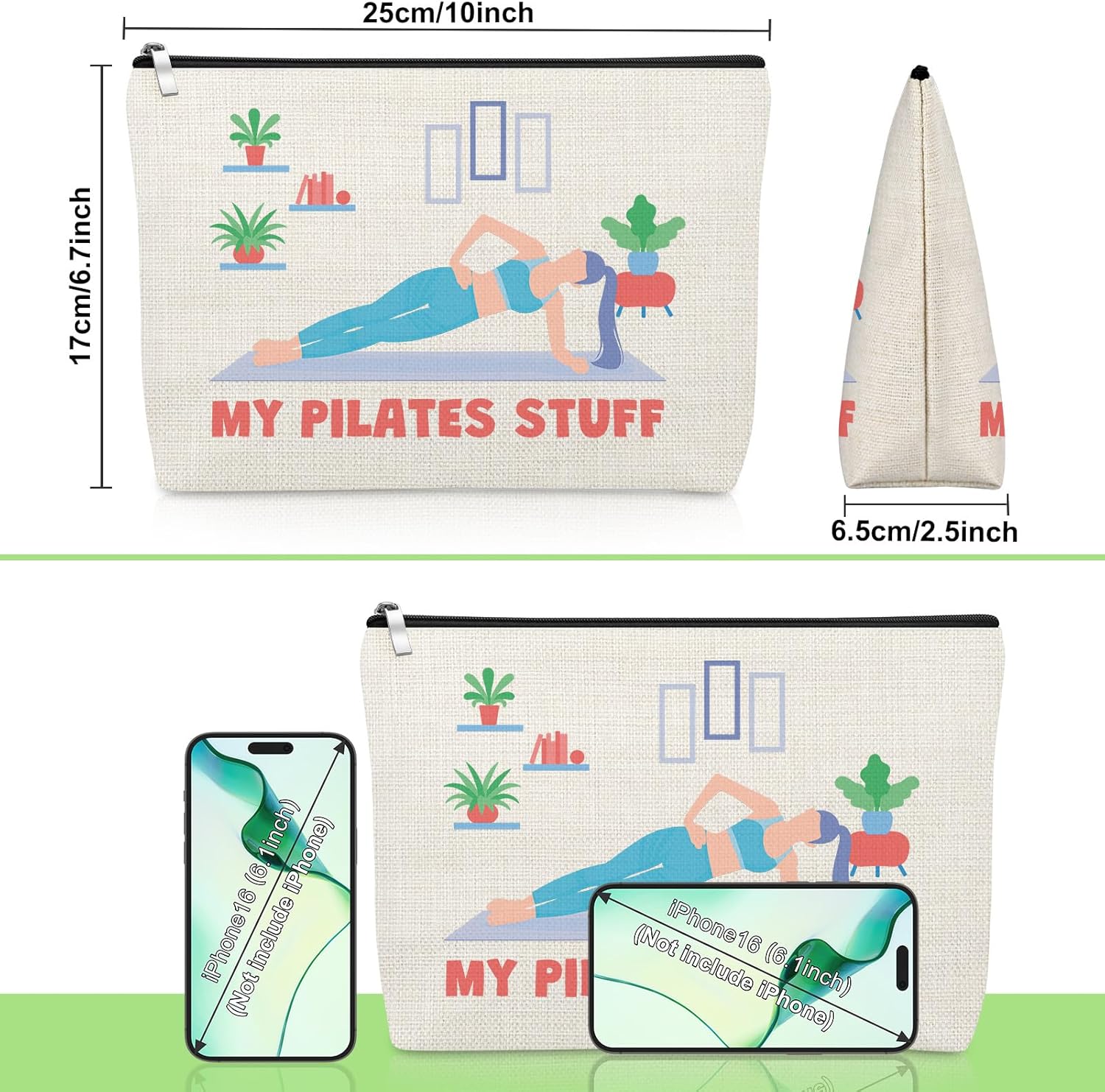 Pilates Gifts for Women Yoga Lover Makeup Bag Thank You Gifts for Pilates Lover Yoga Instructor Teacher Cosmetic Bag Christmas Birthday Mother's Day Makeup Pouch for Sister Friends Coach Aunt Mom - Image 2