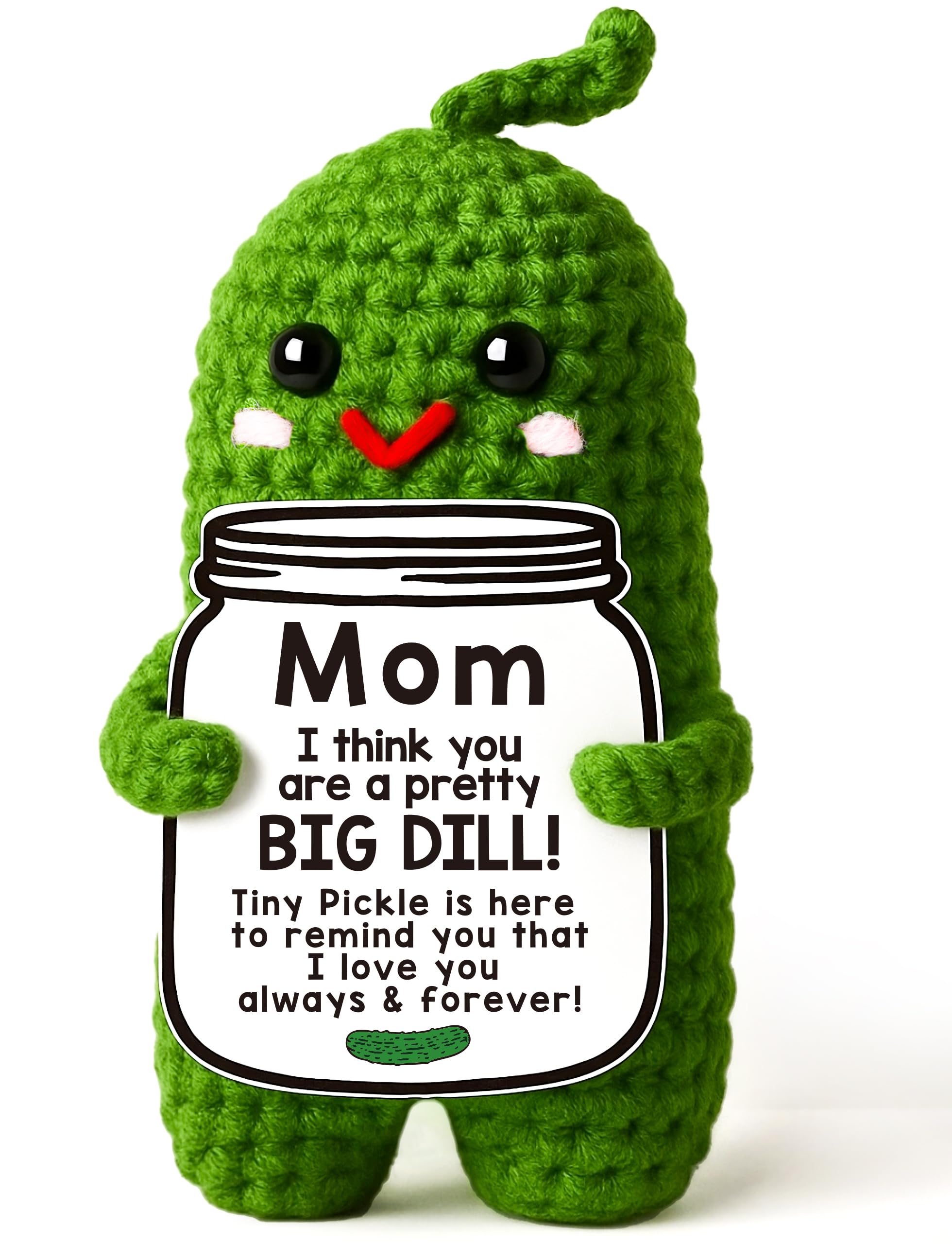 MAMAGIFTREE Mothers Day Gift for Mom from Daughter or Son Christmas Gifts 2025 for Mom - Funny Crochet Pickle Plush with Heart Card, Cute Handmade Present, Unique Stocking Stuffer for Mama, Best Mom Ever