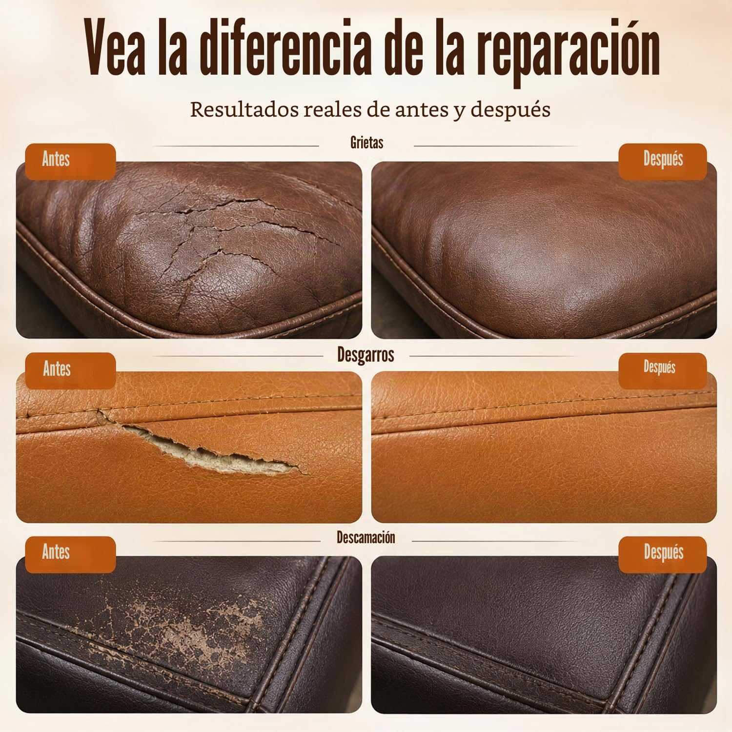 ARCSSAI ARCSSAL Kit de reparación de Cuero marrón para Muebles, Kit de reparación de sofá de Cuero para sofá, Chaqueta, Asientos de Coche y Bolso con Instrucciones Muy Sencillas, restaura Cualquier