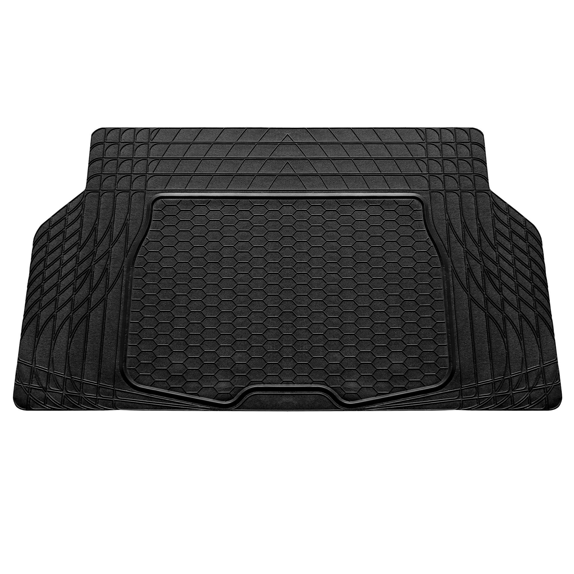FH Group Automotive Floor Mats - Heavy-Duty Rubber, All Weather Protection Universal Fit Full Set Floor Mats and Cargo Mat, Climaproof, Semi Custom Trimmable for Most Cars, Sedan, SUV, Truck, Black