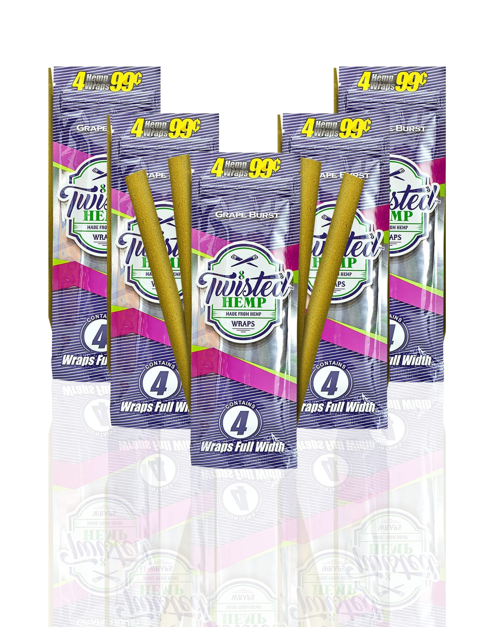Twisted Hemp Wraps Grape Burst 4 Wraps Per Pouch (Pack of 5)