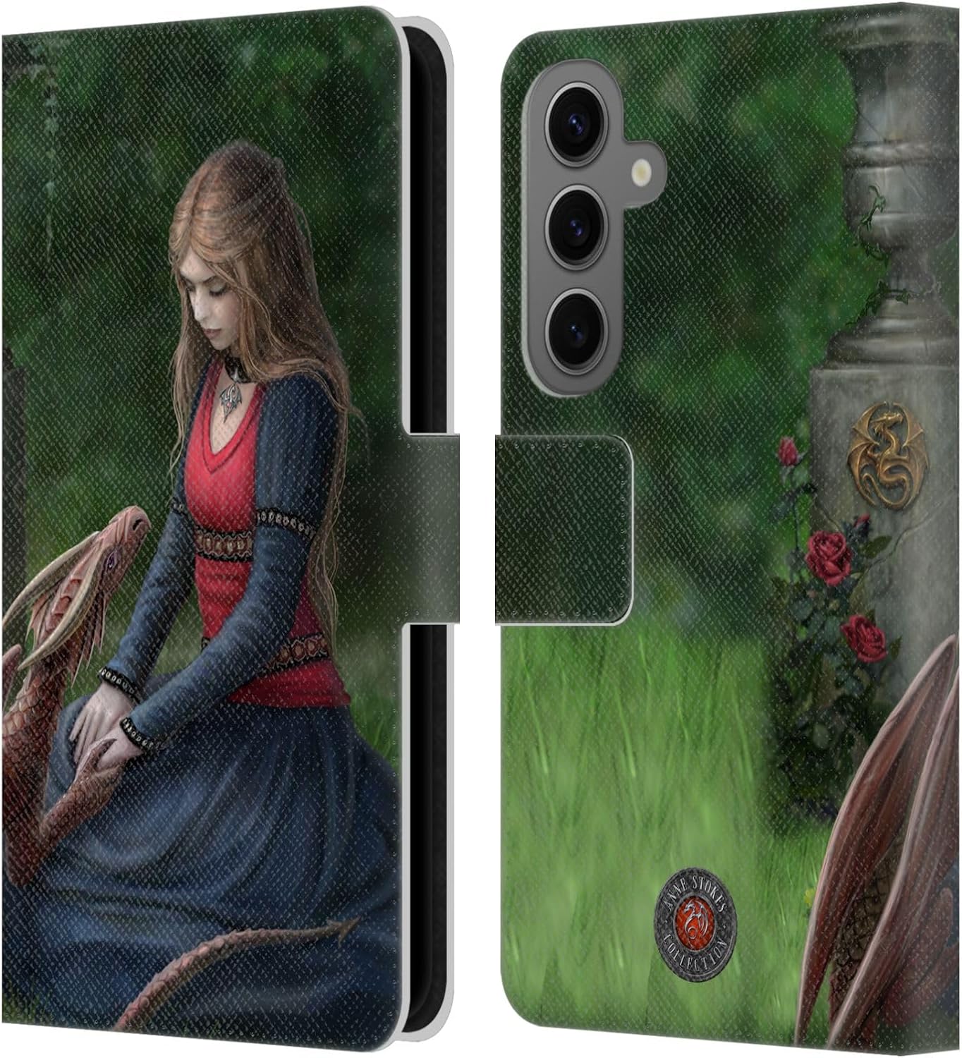 Head Case Designs Officially Licensed Anne Stokes Secret Garden Dragon Friendship Leather Wallet Case Compatible with Samsung Galaxy S25