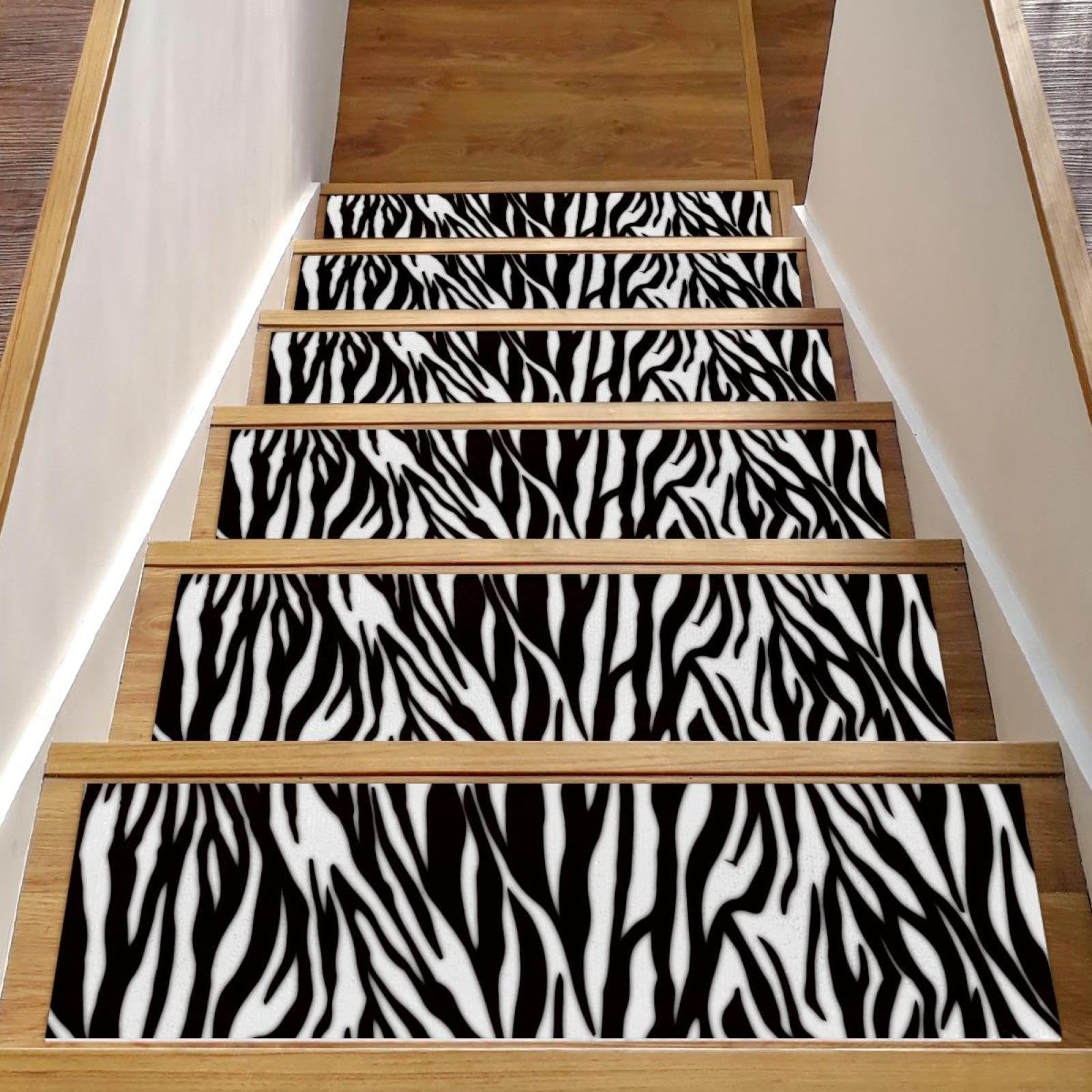Peldaños de escalera de madera alfombrillas seguridad 15 packs antideslizantes cebra 8x30 pulgadas