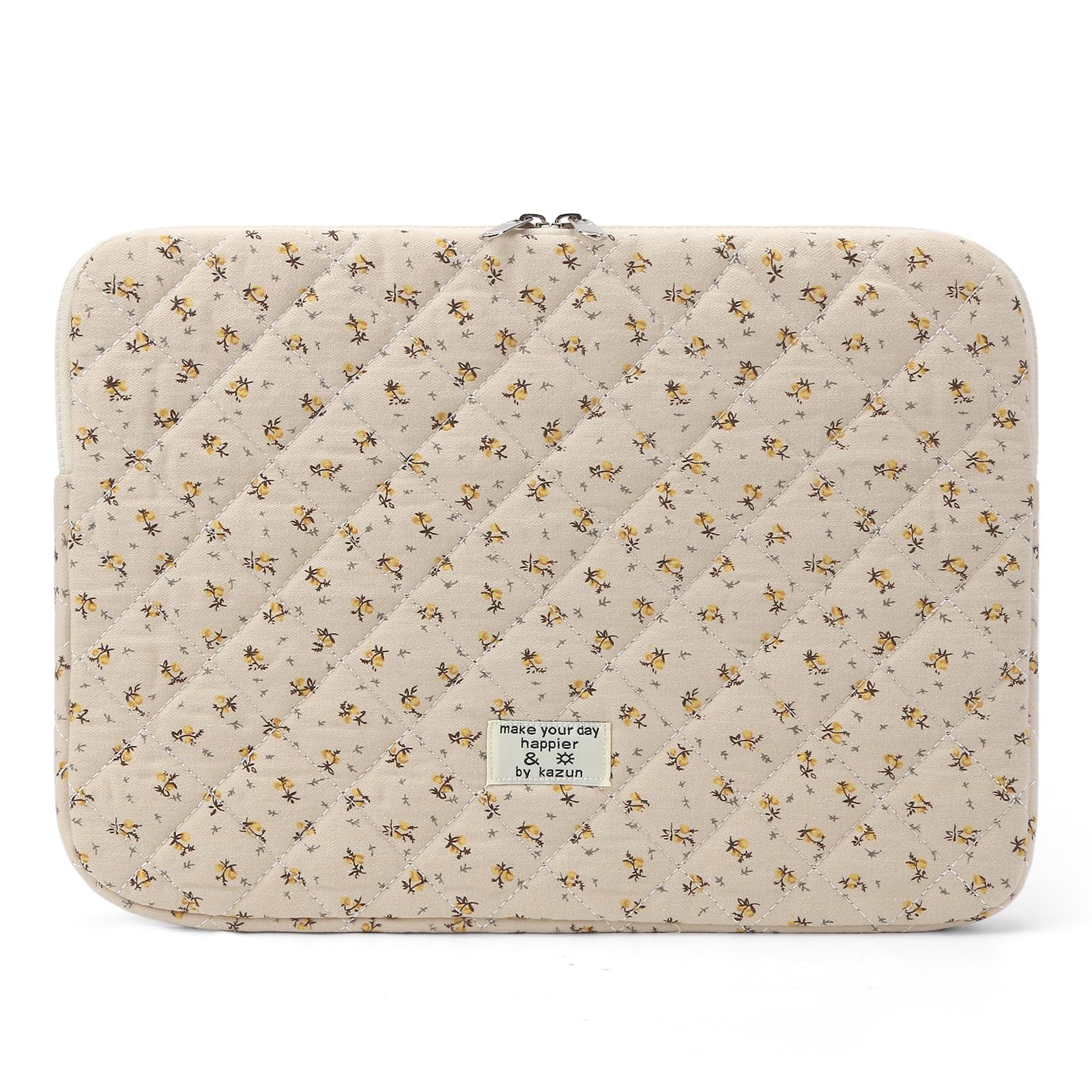 Puffy Laptop Sleeve 13-15.6 Inch Cute Quilted Laptop Protective Case Padded Floral Computer Sleeve for MacBook (A-Yellow, 11 Inch)