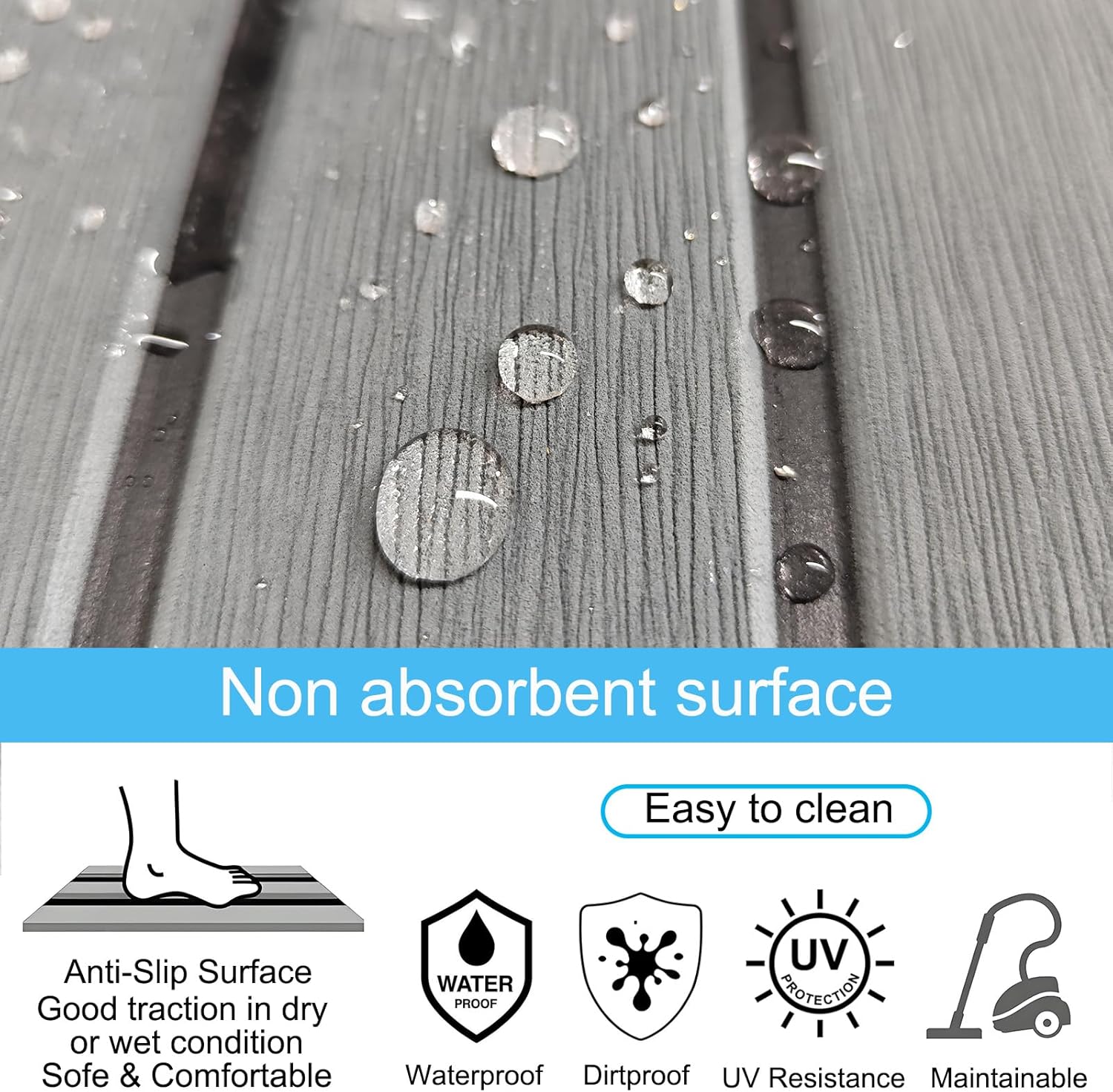 Boat Flooring EVA Foam Boat Floor Decking Sheet Self-Adhesive Non-Slip Boat Carpet Marine Deck Flooring Mat for Boats Yacht Swimming Platform RV Floor Kayak Surfboard Golf Cart 94.5"× 35.4"