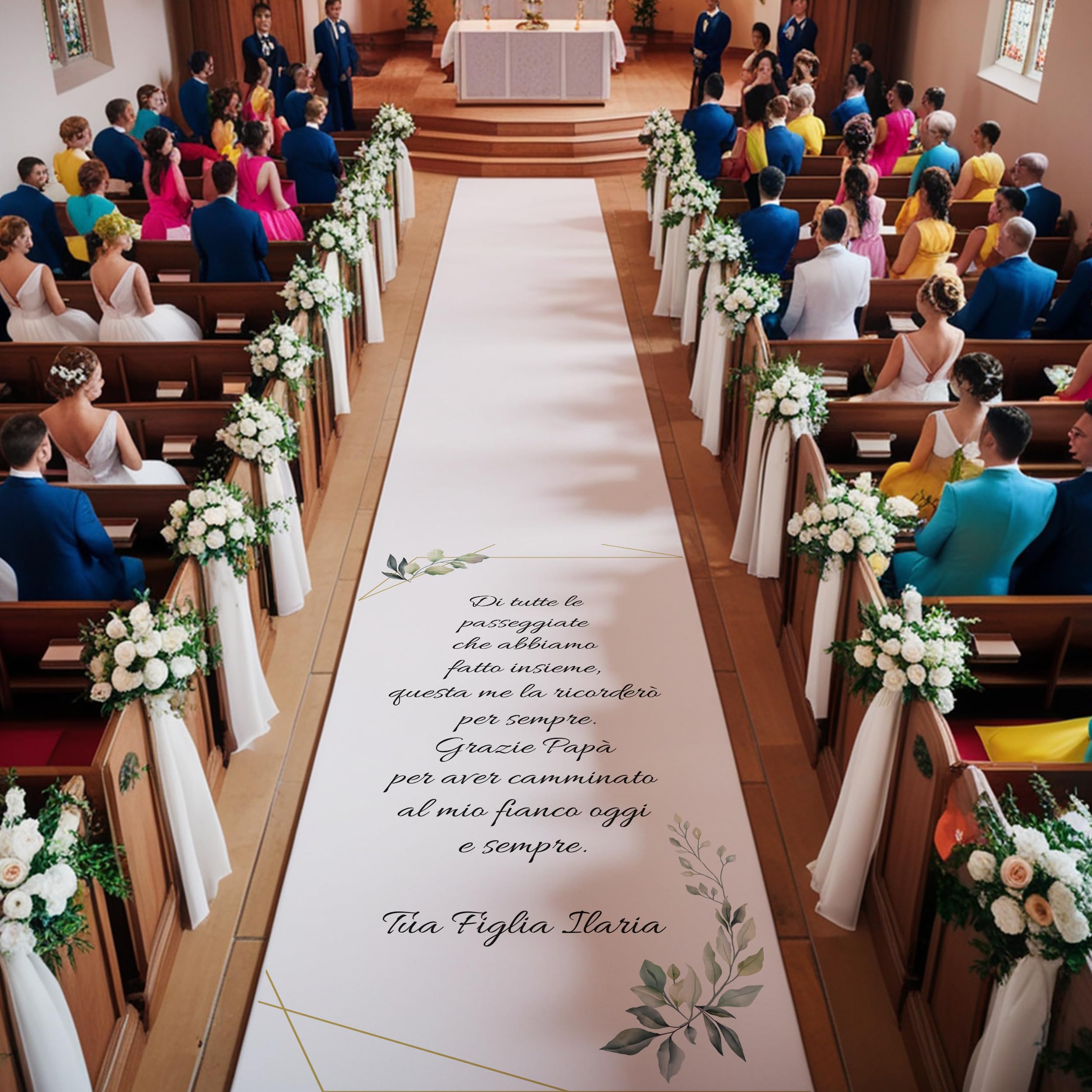 Tappeto Matrimonio di tutte le passeggiate che abbiamo fatto insieme questa me la ricorderò per sempre per il Papà 12 (100x300cm)
