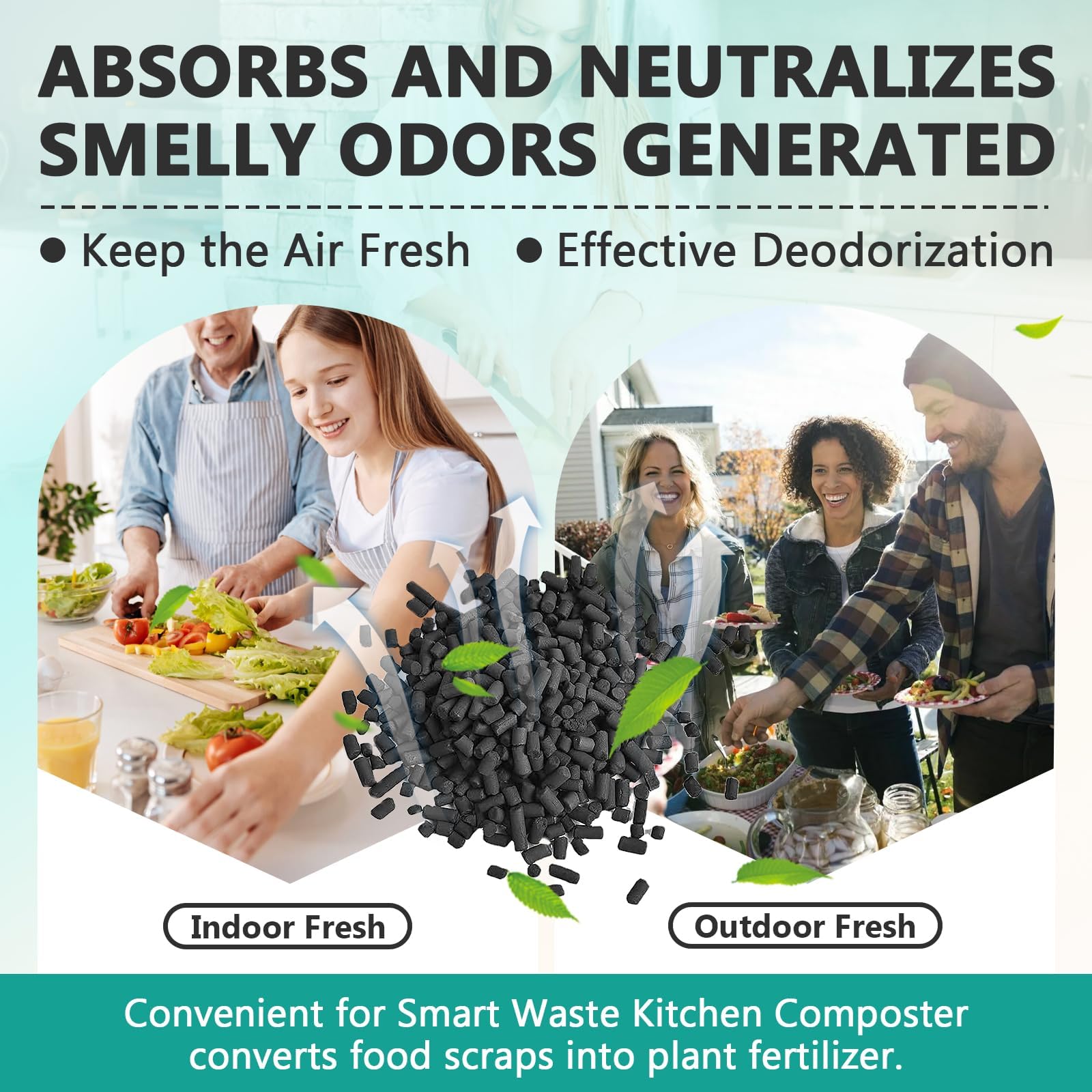 Geruchsabsorbierende Aktivkohle-Nachfüllpackungen für Lomi Smart Waste Küchenkomposter, 4 Stück
