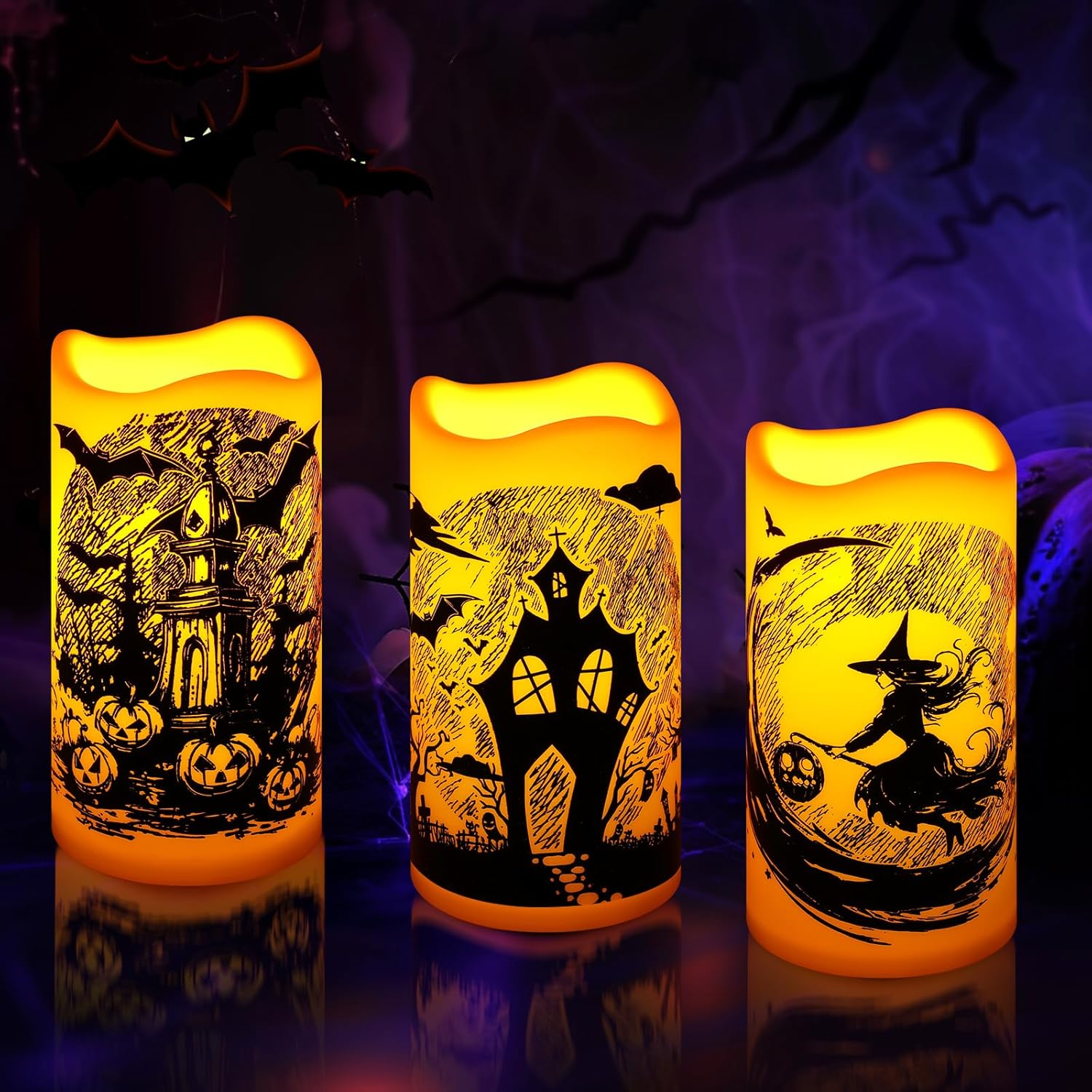 Linkax Halloween Flameless Candles - Spooky LED Decorations