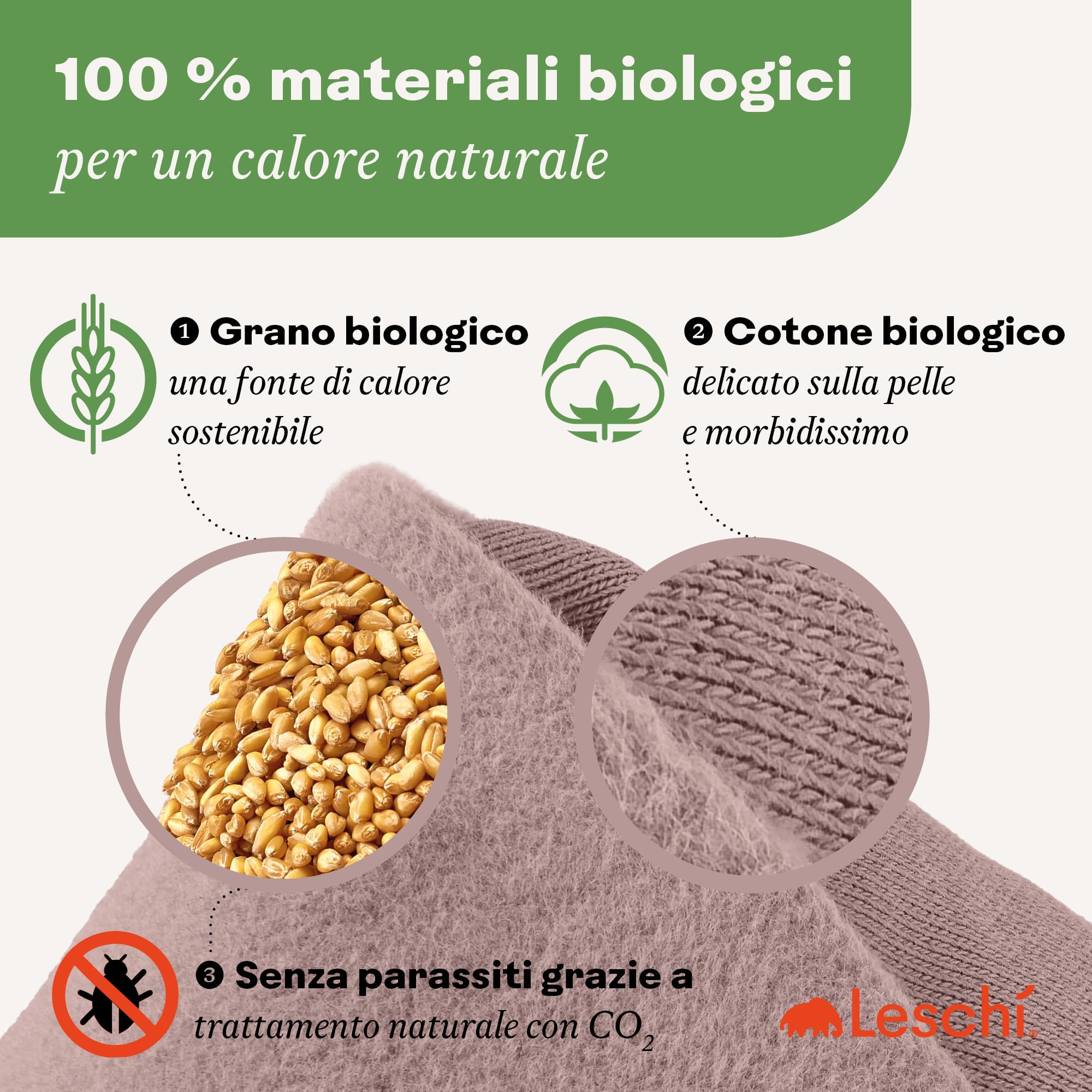 LESCHI Cuscino cervicale termico per microonde - 100% cotone e grano biologico - Cuscino riscaldante ideale per sciogliere tensioni a collo, spalle e schiena - Volpe, rosa