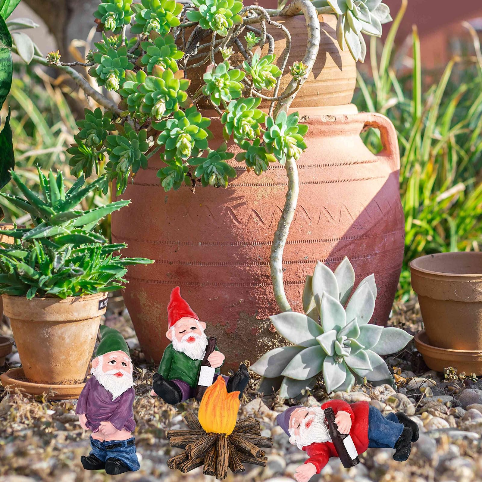 7 Pezzi Mini Gnomi Da Giardino TYXHXTF - Statuette Decorativi Per Interni Ed Esterni, Set Ornamenti Fatati