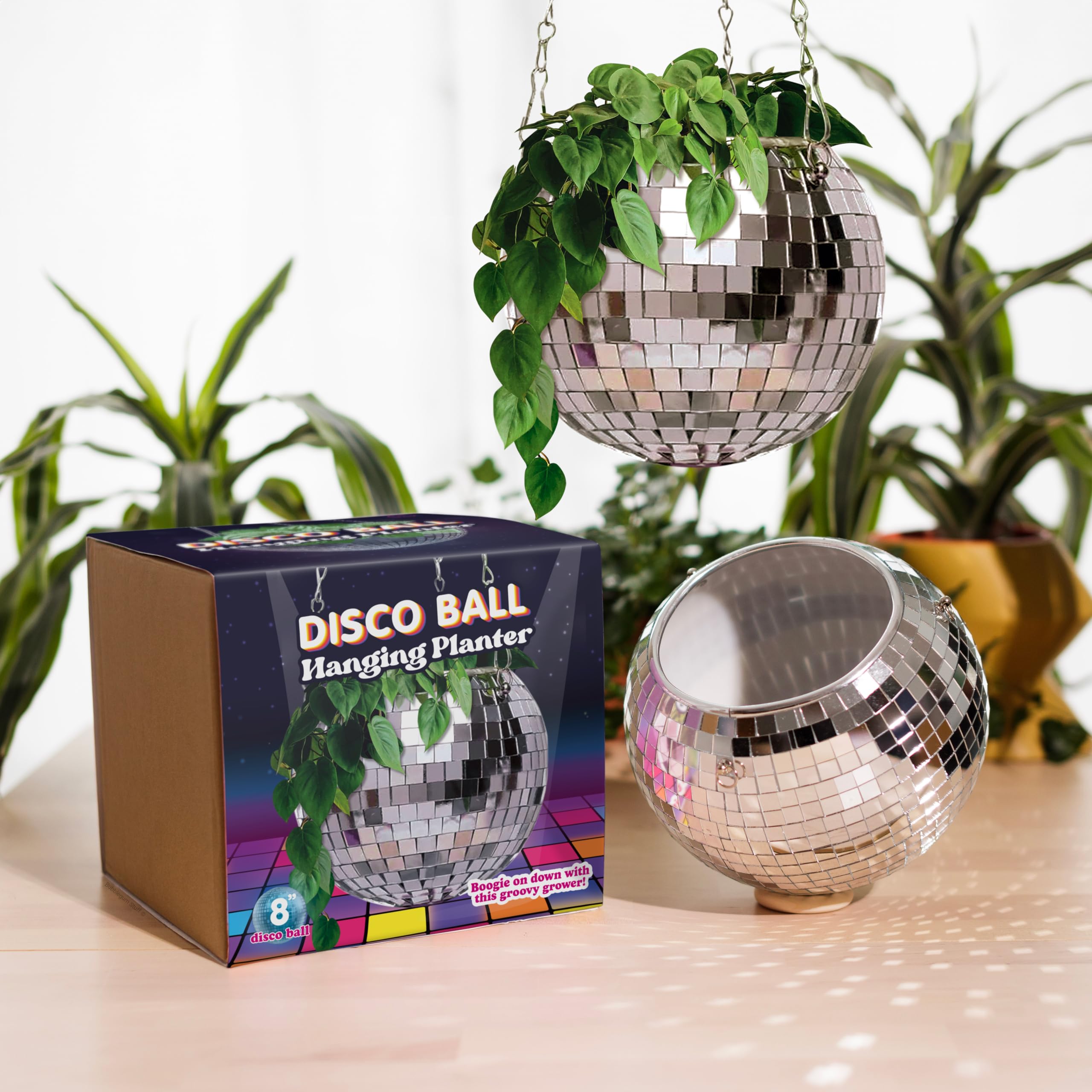 Bubblegum Stuff Fioriera Sospesa A Palla Da Discoteca Oro Rosa - Vaso Per Piante Da Interno Con Catena