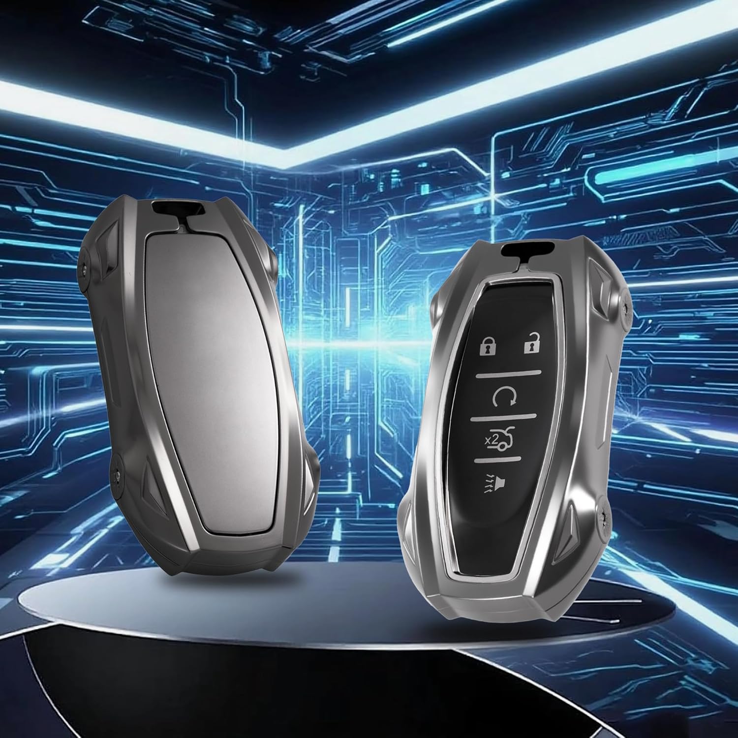 Heavy Duty Zinc Alloy Metal Key Fob Cover Compatible with Equinox Malibu Camaro Traverse Sonic Cruze Volt Bolt