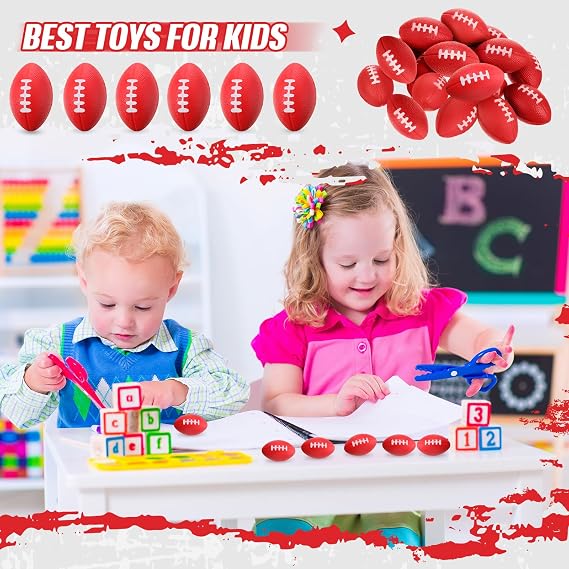 Foilswirl 16 Pcs Mini Foam Football Stress Ball 2.17 Small Sport Party Favor Balls Bulk for Kids Goodie Bag Filler Game Day Homecoming Carnival Birthday Reward Toy(Red)