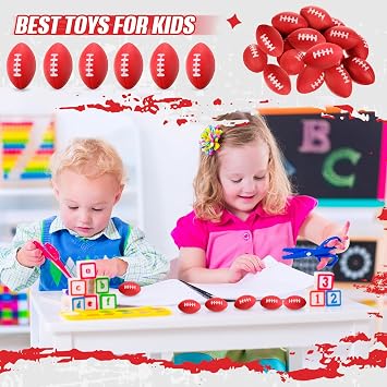 Foilswirl 16 Pcs Mini Foam Football Stress Ball 2.17 Small Sport Party Favor Balls Bulk for Kids Goodie Bag Filler Game Day Homecoming Carnival Birthday Reward Toy(Red)