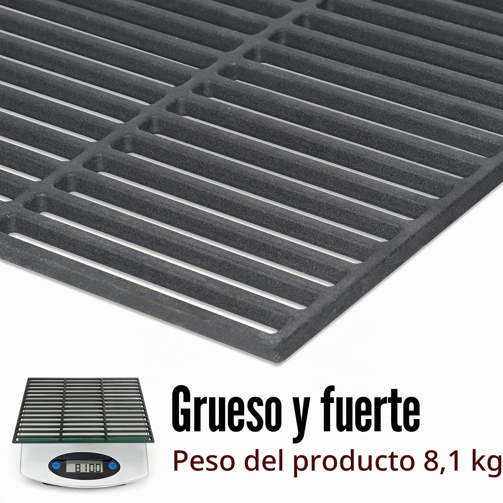 UISEBRT Grill Parrilla Hierro Fundido 60 x 40 cm Esmaltada Cuadrada Rectangular Barbacoa BBQ asado Gas leña carbón para Picnic, Viajes, Patio o Camping en el jardín
