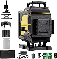 16 linhas laser nível 360 autonivelamento, 4x360° profissional 4D cross line lazer nível verde com 2 baterias para construção e pendurar fotos, suporte magnético de brilho ajustável, controle remoto