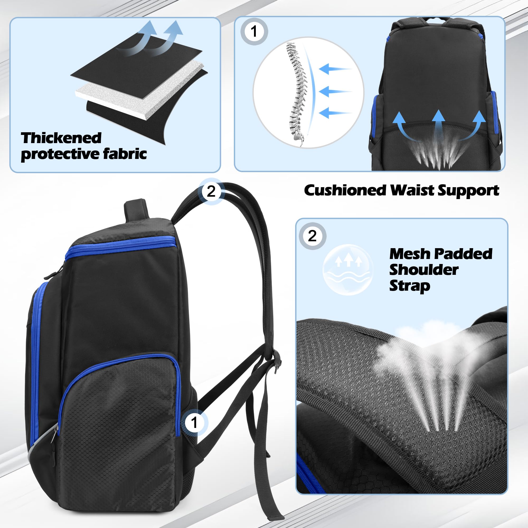 Trunab Plecak do gier wideo, do przechowywania, kompatybilny z PS5/PS4/PS5 Pro/Xbox/One/Xbox One X/S, torba podróżna z kieszeniami na laptopa 15,6" i akcesoriami do gier, niebieski