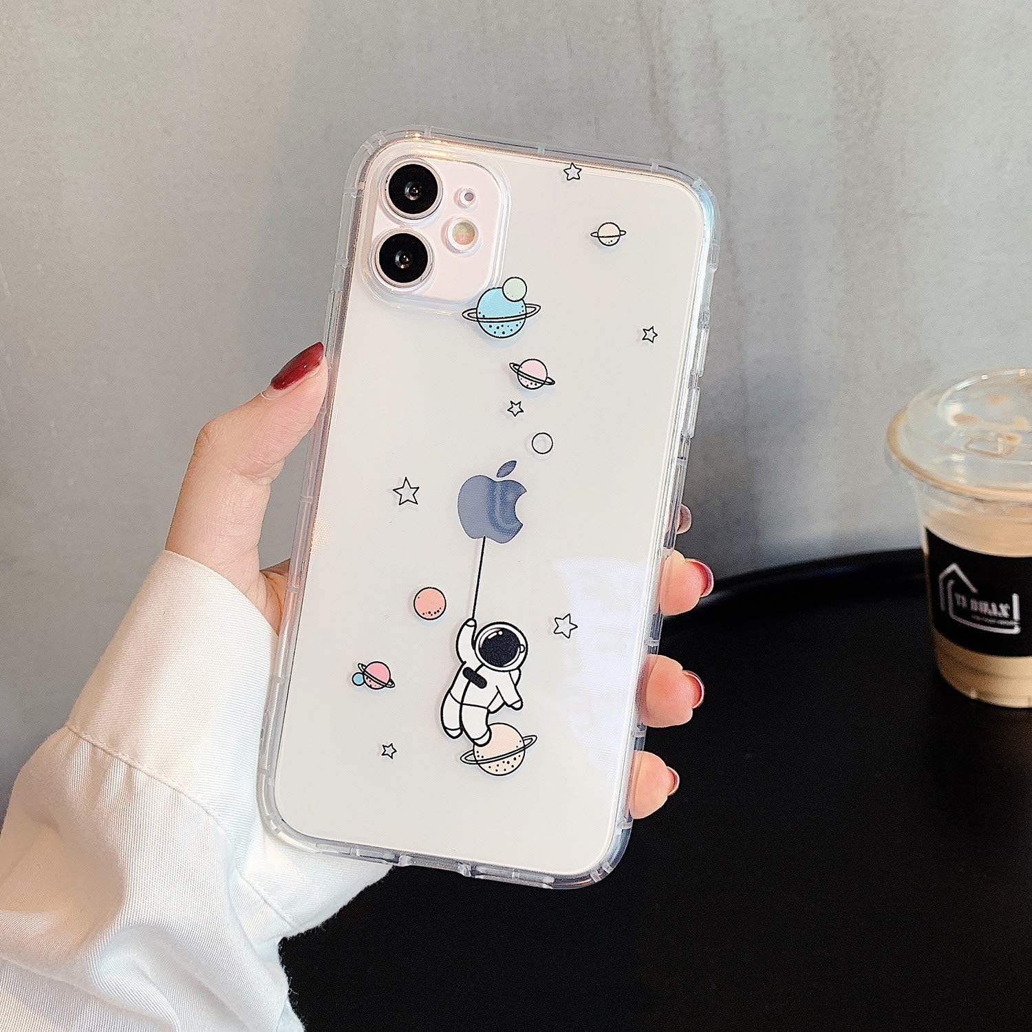 Ownest Compatible with iPhone 11 Case for Clear Creative Astronaut Cute Cartoon Pattern Soft TPU Protective Slim Shockproof Case for iPhone 11-Balloon
