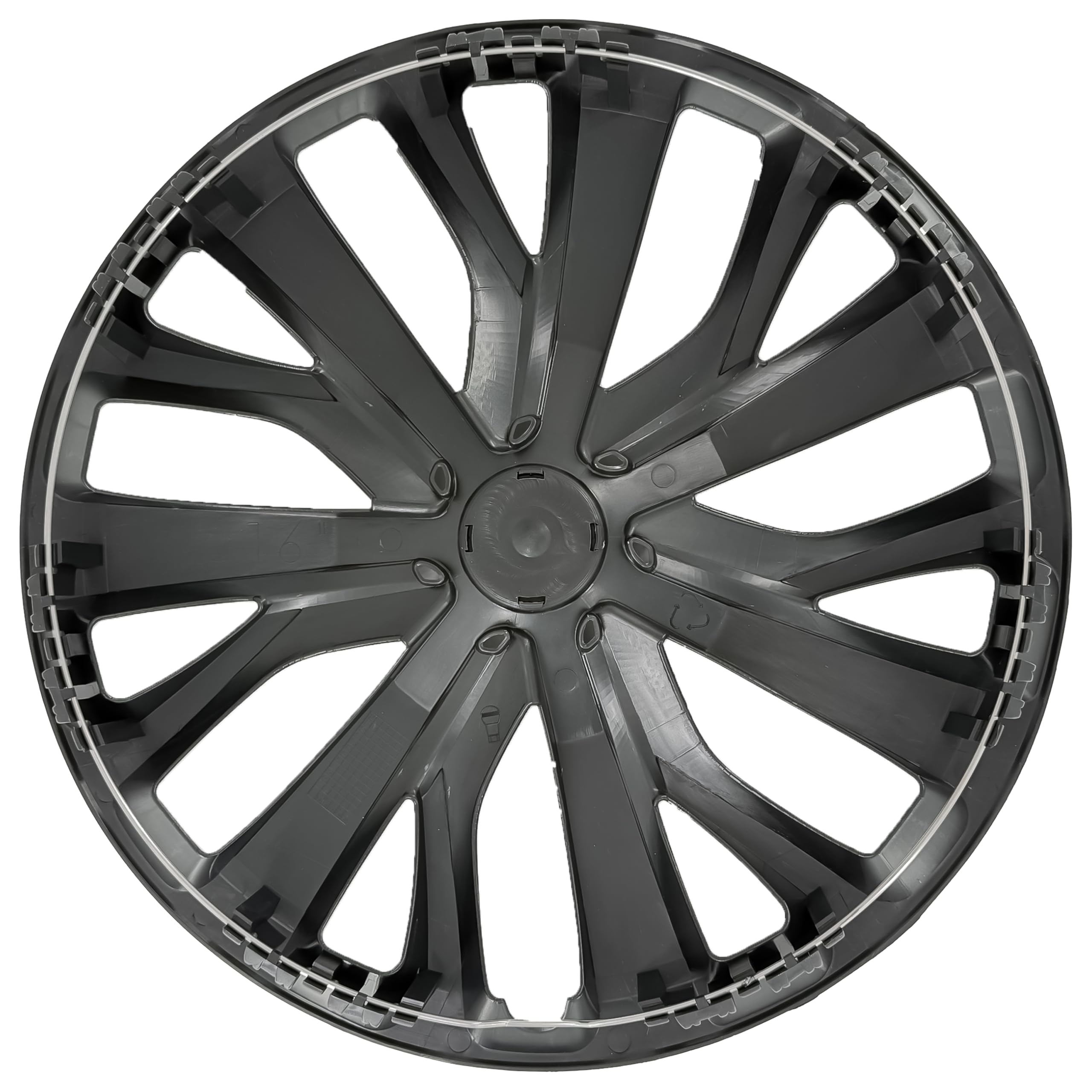Set di 4 copricerchi da 16 pollici, universali, resistenti, in lega ABS, colore nero, per auto e furgoni (96BLK)