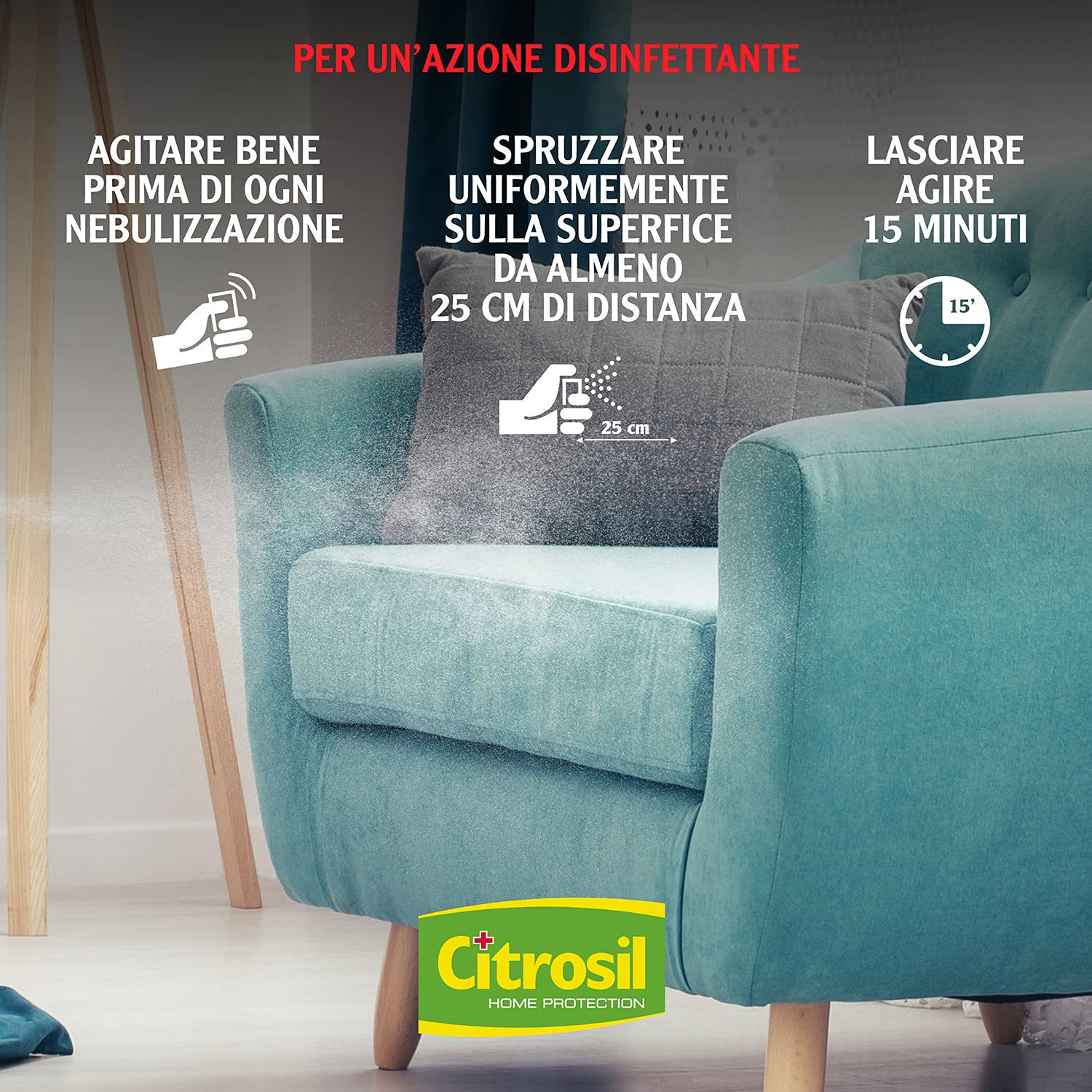 Citrosil Home Protection – Spray Igienizzante Superfici Multiuso, rimuove germi e batteri, con vere essenze di Menta, 300 ml x 12