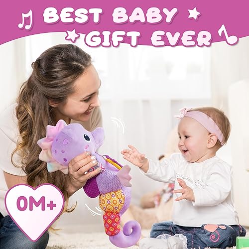 Miniatura 47 de Juguetes para bebés de 0 a 12 meses, juguete musical de peluche suave con arrugado multisensorial, sonajero y texturas, juguetes para bebés