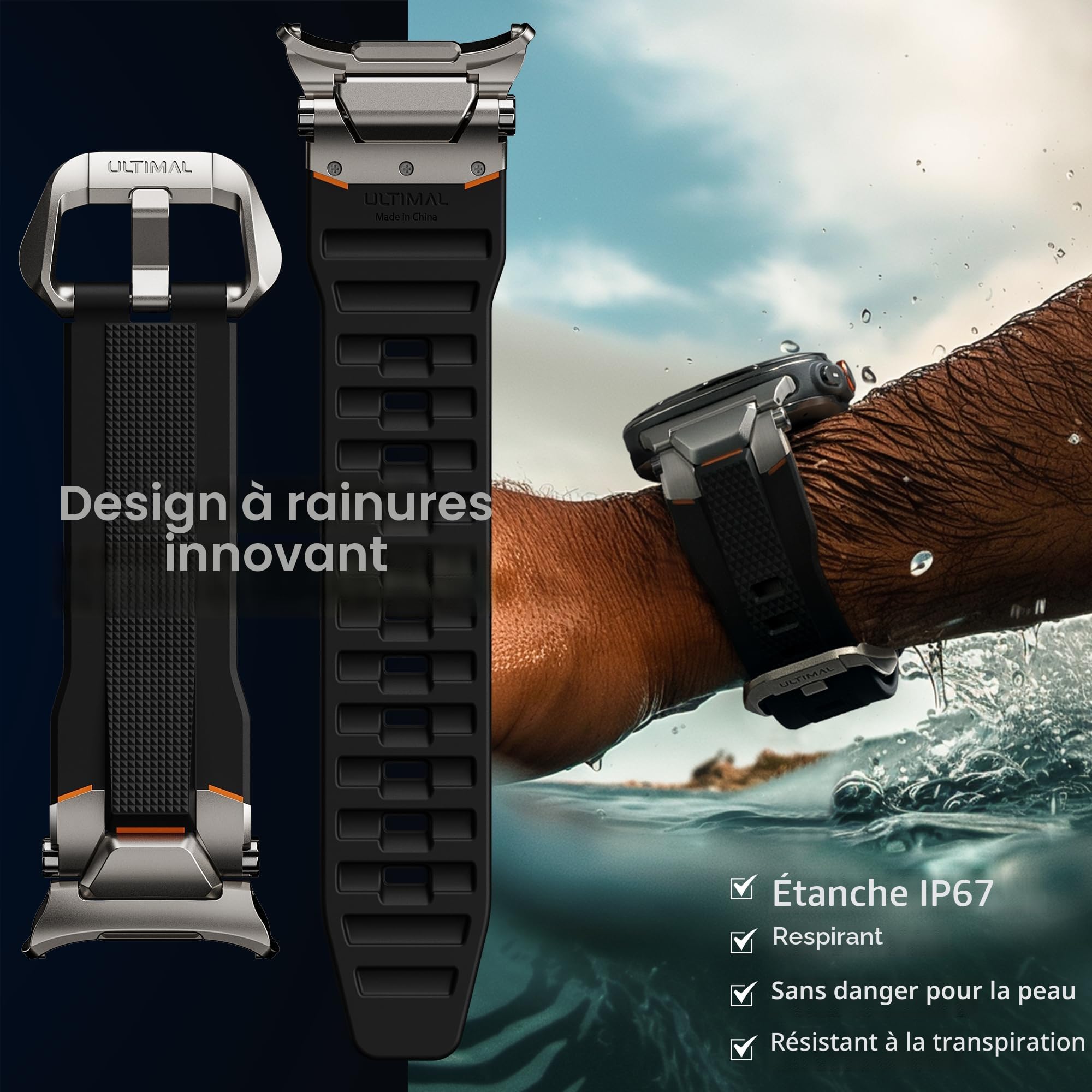 ULTIMAL Bracelet pour Samsung Galaxy Watch Ultra 47 mm (2025/2024) Compatible avec les montres Samsung Bracelets pour hommes, bracelet de montre sport Robuste Métal haut de gamme