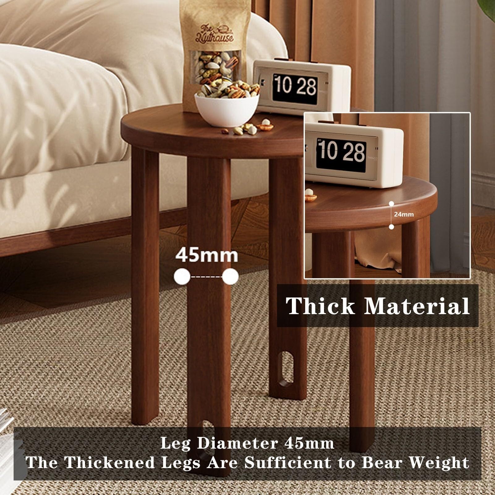 Juego de 4 taburetes apilables de madera, diseño apilable, taburetes de madera pequeños para ocio, combinación apilable, taburete apilable multifuncional para sala de estar, entrada, comedor (nogal)